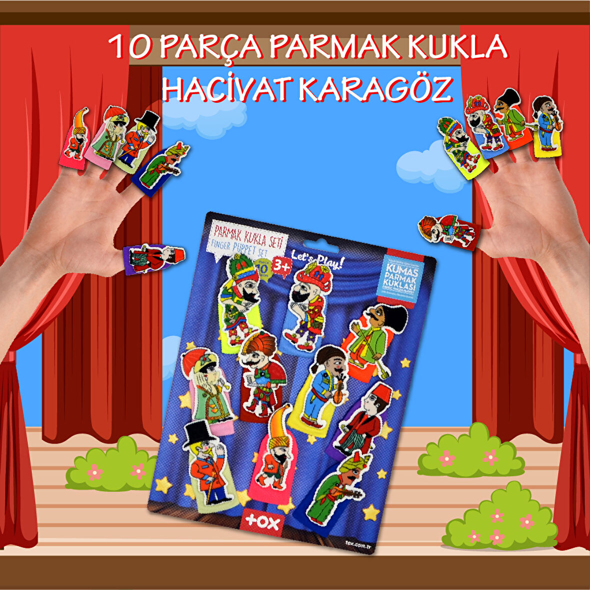 Tox Karagöz , Hacivat 10 Parça Parmak Kukla Set T224