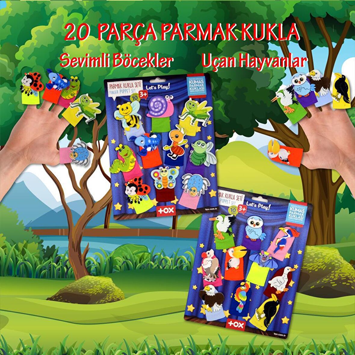 2 Set - 20 Parça Tox Sevimli Böcekler ve Uçan Hayvanlar Parmak Kukla T219 T222