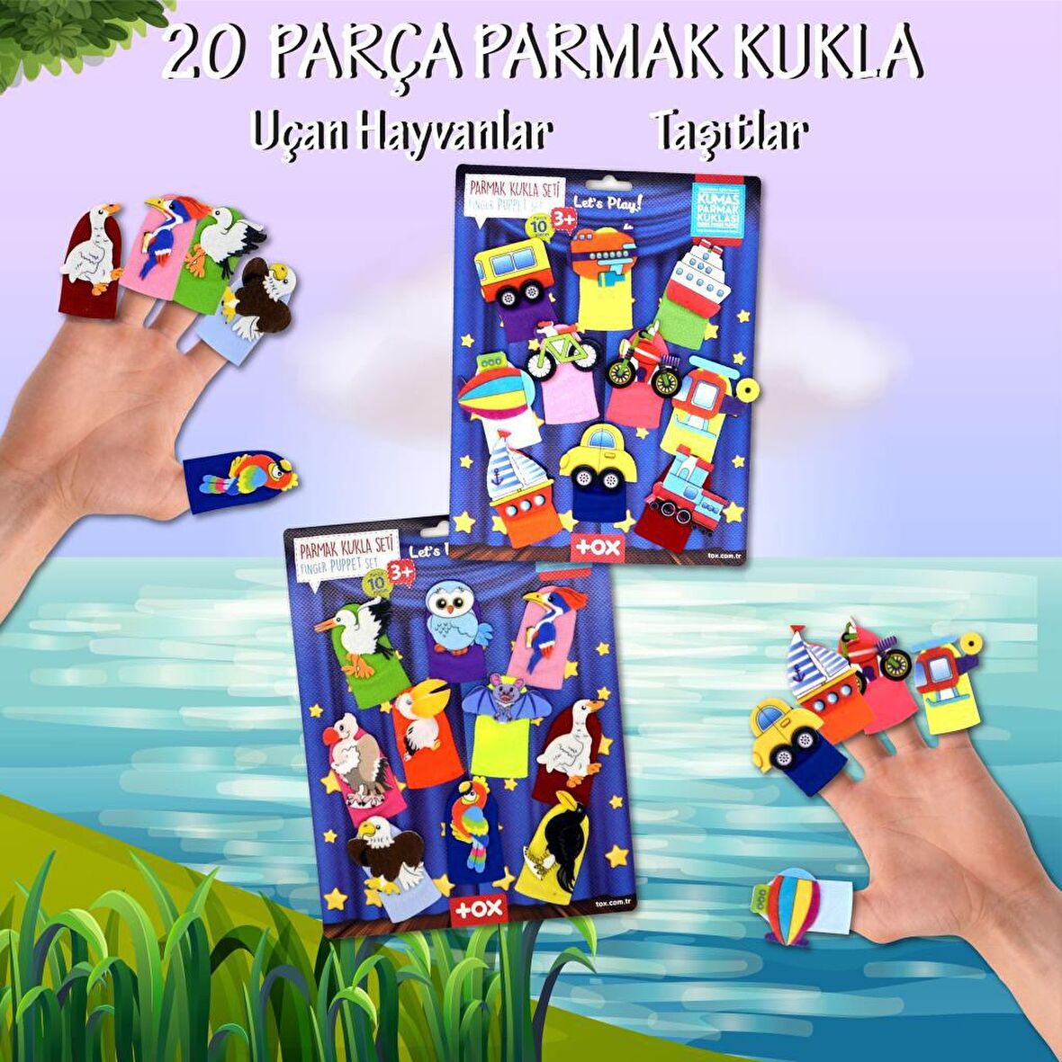2 Set - 20 Parça Tox Taşıtlar ve Uçan Hayvanlar Parmak Kukla T181 T222
