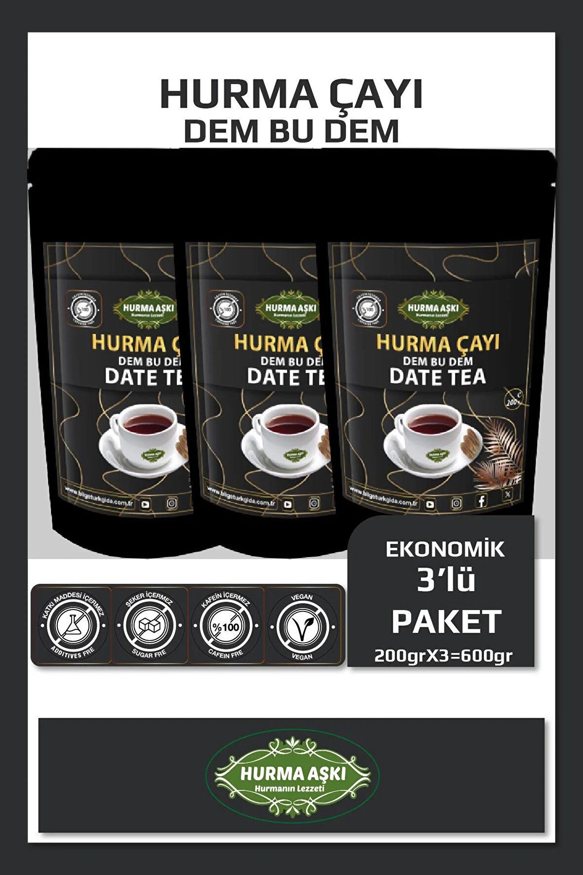 Hurma Aşkı Hurma Çayı Dem Bu Dem 200GrX3=600Gr