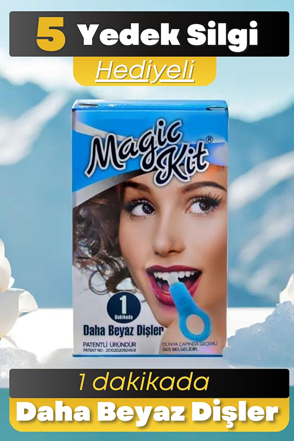 Magic Kit Diş Leke Silgisi 1 Aparatlı + 5 Yedek Süngerli Set X 16 Adetli Stand Box