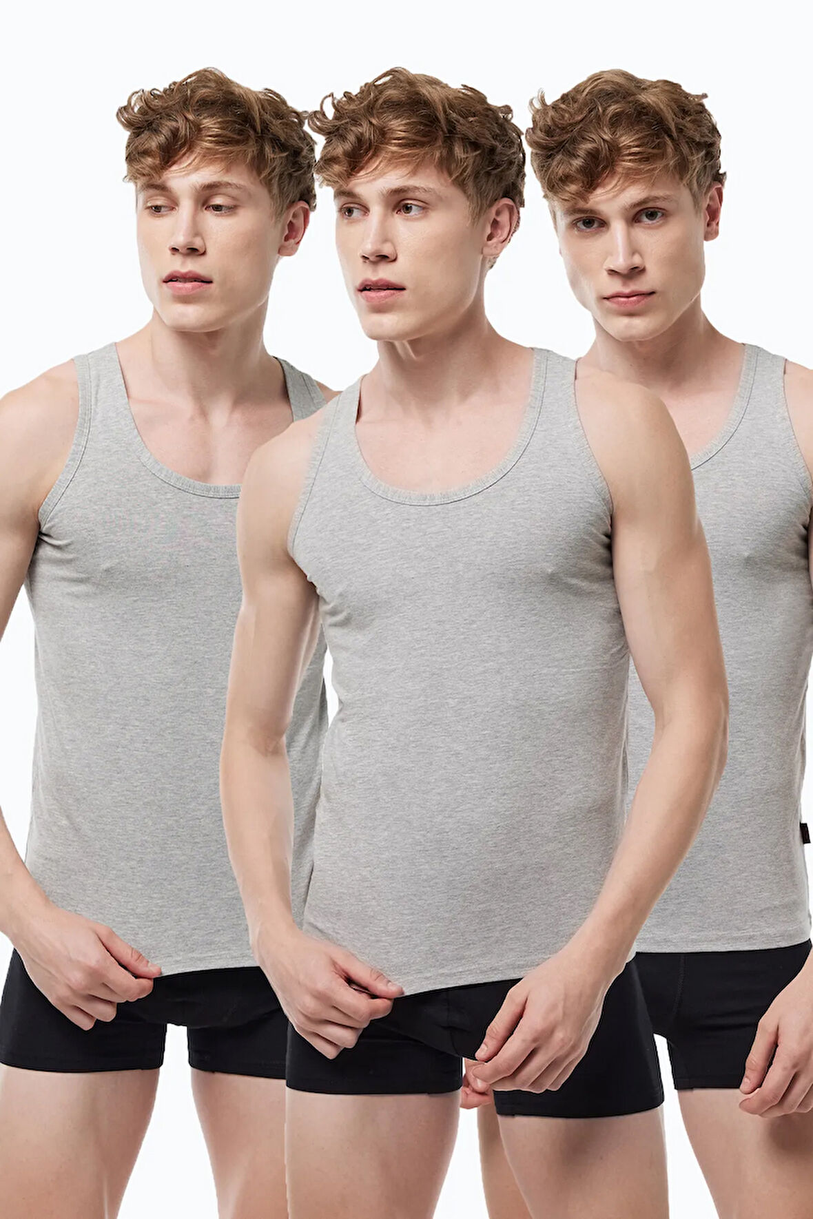 Erkek 3 lü Beyaz Modal Atlet 3M008