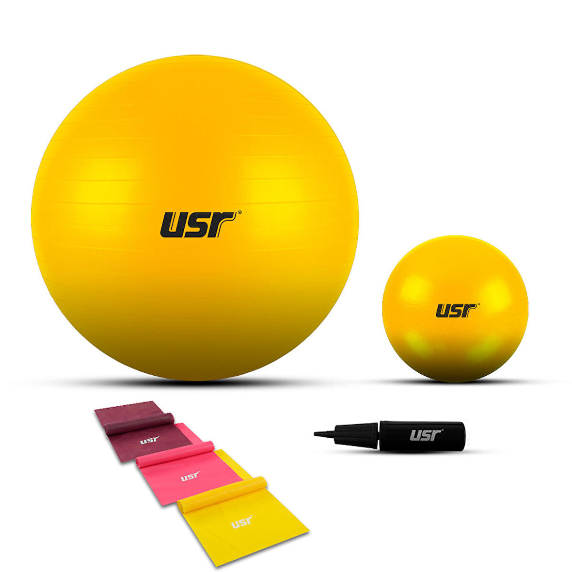USR 25654BL 25+65 Cm Pilates Topu + Pompası + 3 Lastik