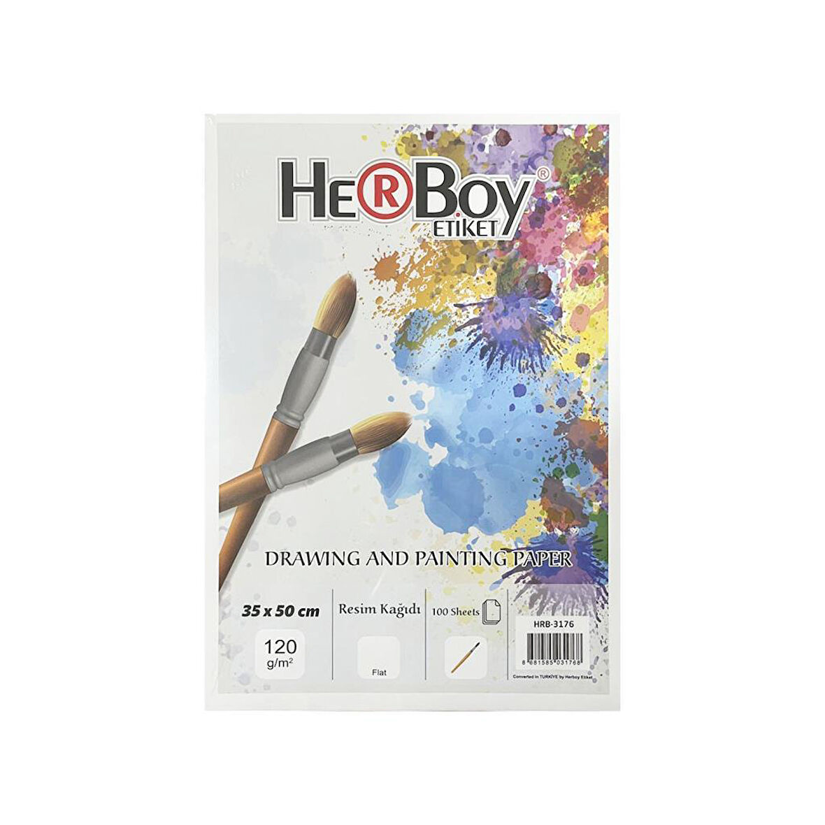 Herboy Kaliteli Resim Kağıdı ( Resim Kartonu ) 35 x 50 Cm  - 120Gr. 100'lü Paket 