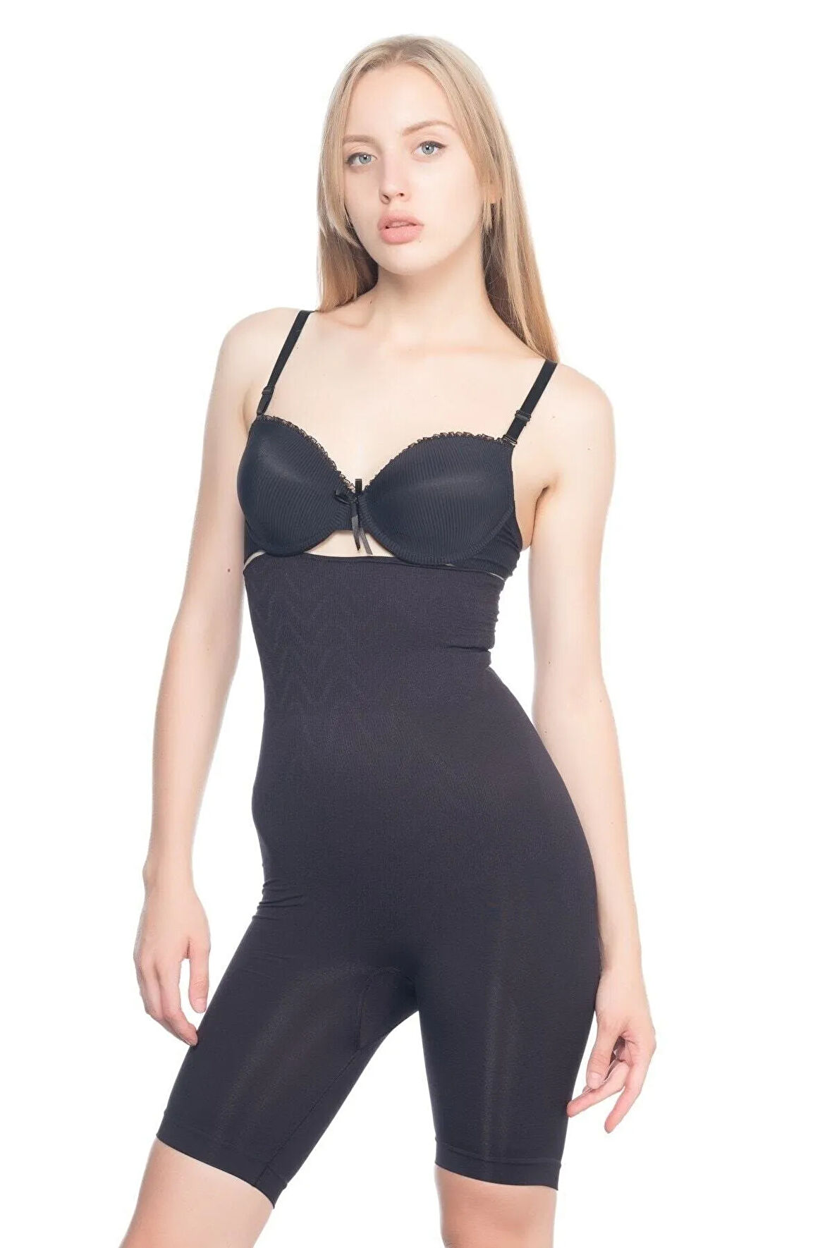 Kadın Siyah Double Yüksek Bel Paçalı Korse 2074