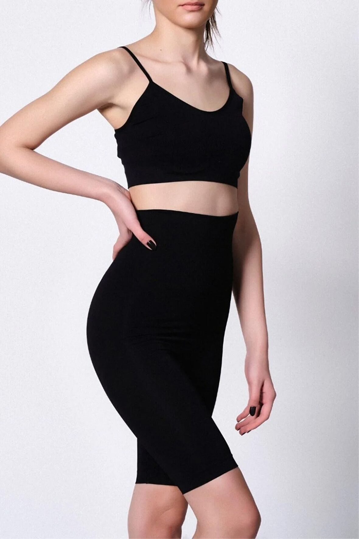 2015 Seamless Yüksek Bel Double Uzun Paçalı Korse Ten