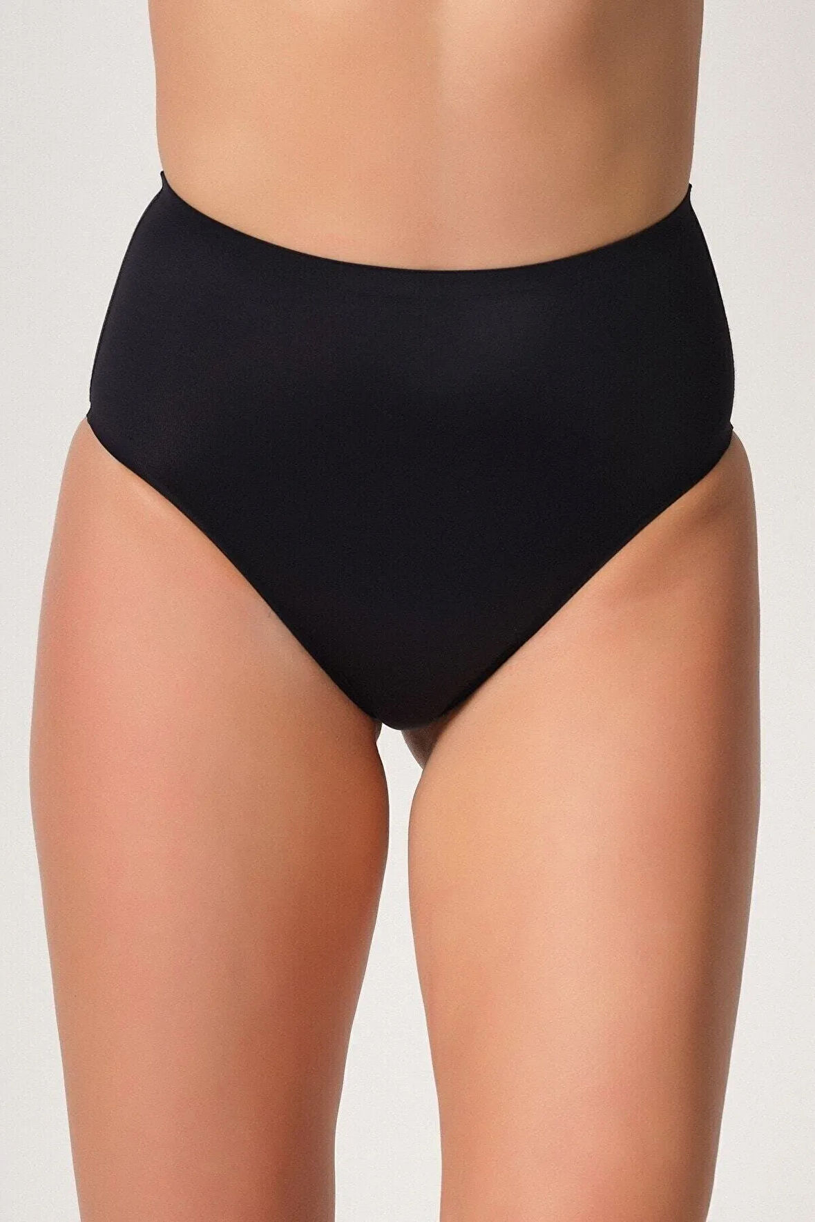 Kadın Siyah Yapıştırma Yüksek Bel Lazer Slip Külot 2801