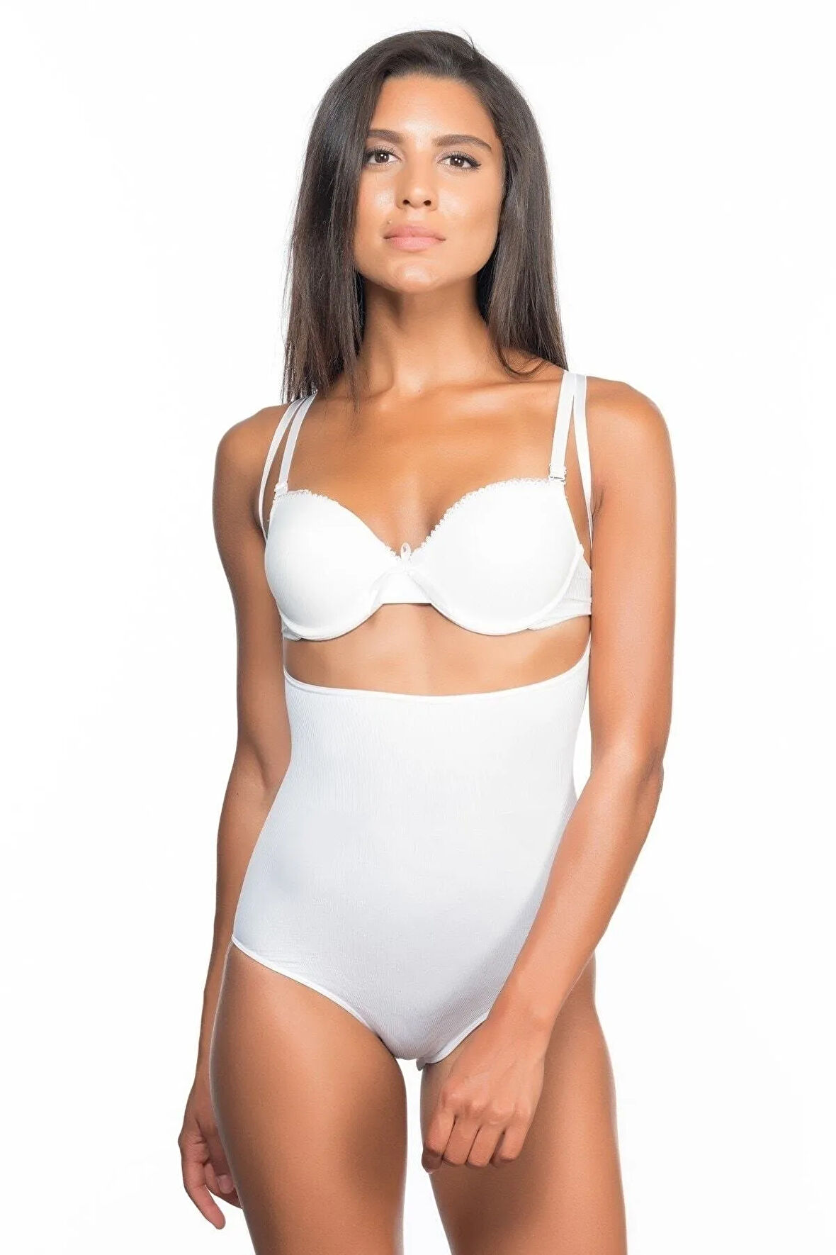 Kadın Beyaz Seamless Göğsü Açık Slip Korse