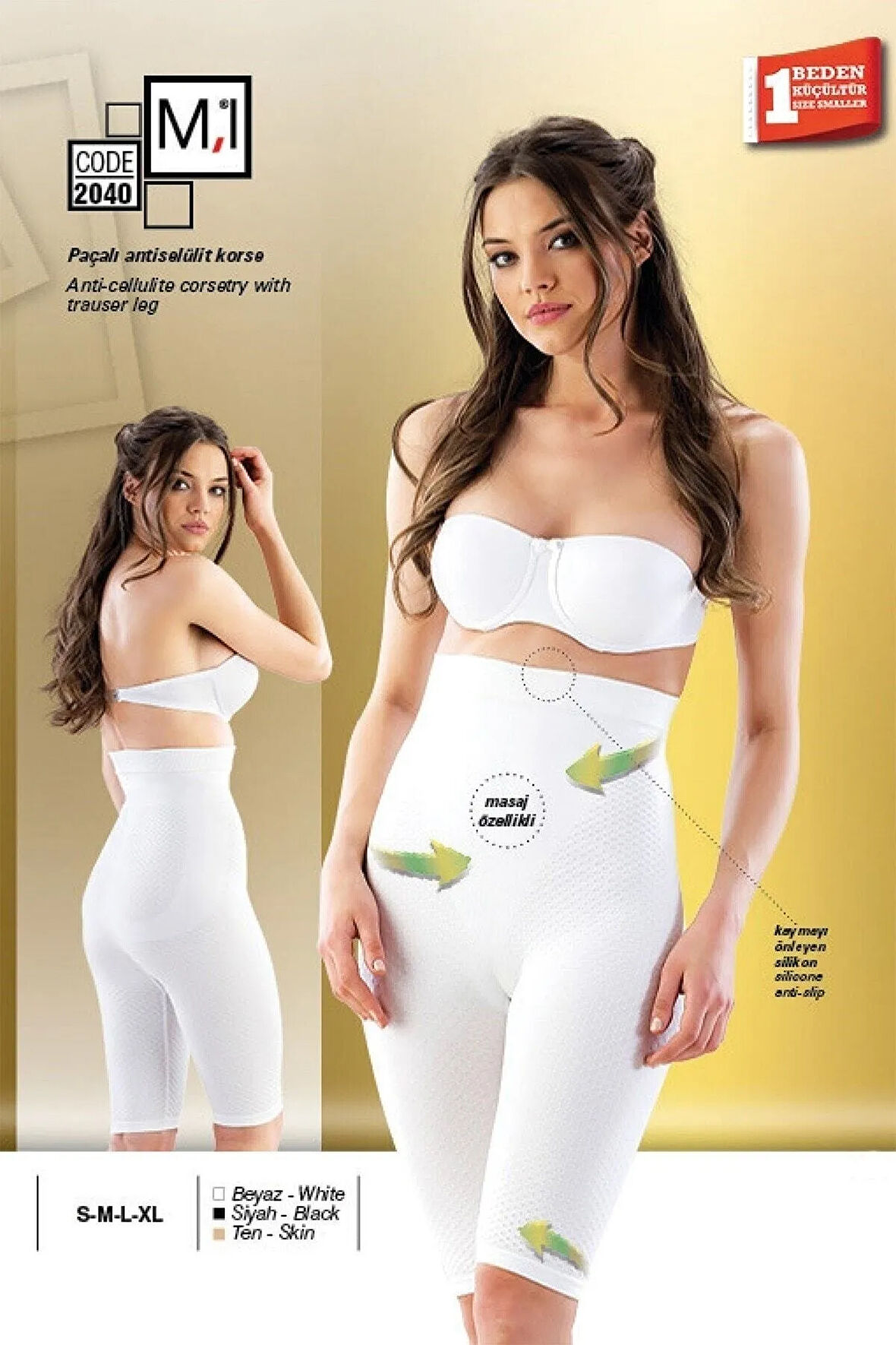 Kadın Beyaz Korse Boxer 2040