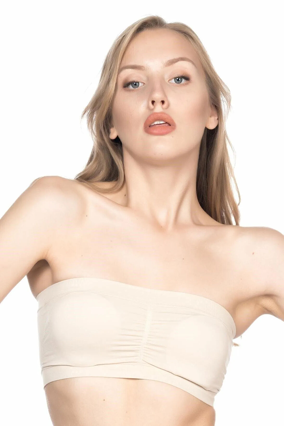 Kadın Ten Dikişsiz Pedli Straplez Sütyen 4022