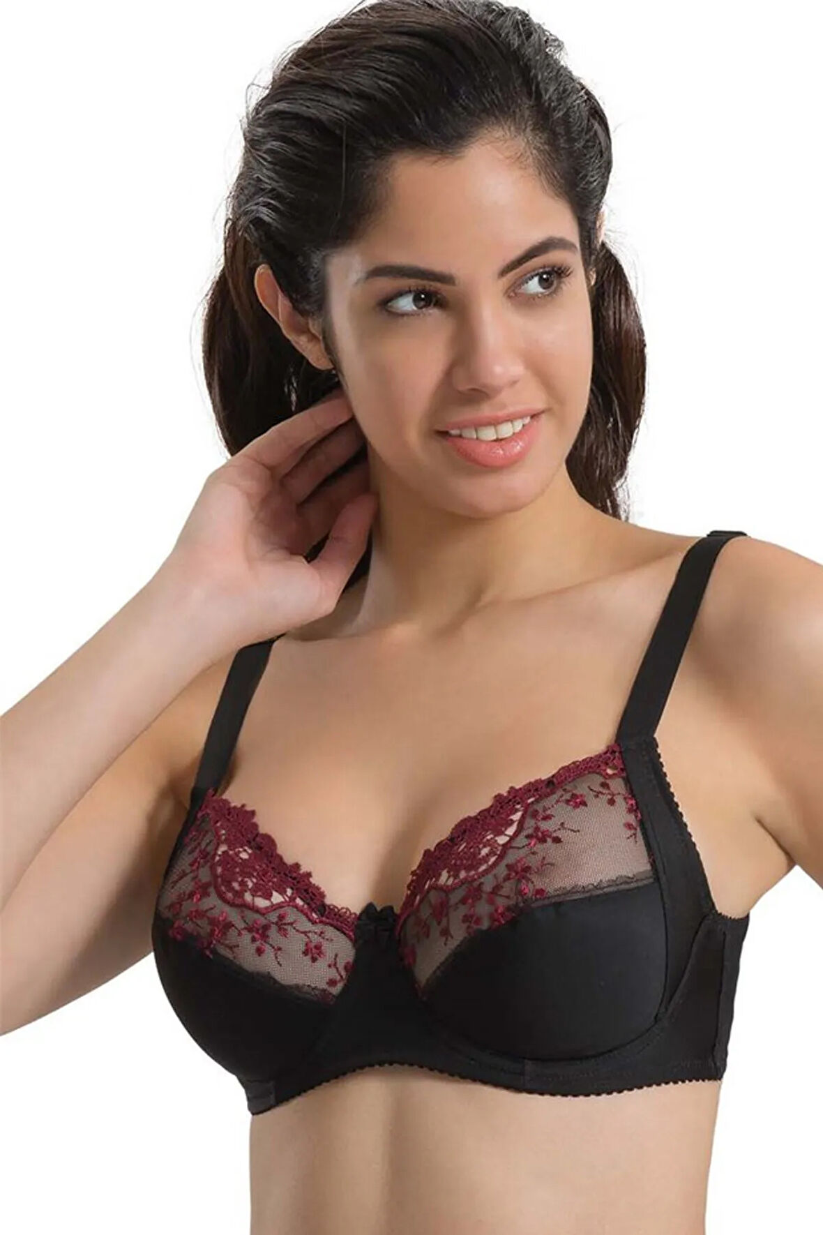 136 Toparlayıcı Dantelli Sütyen Bordo