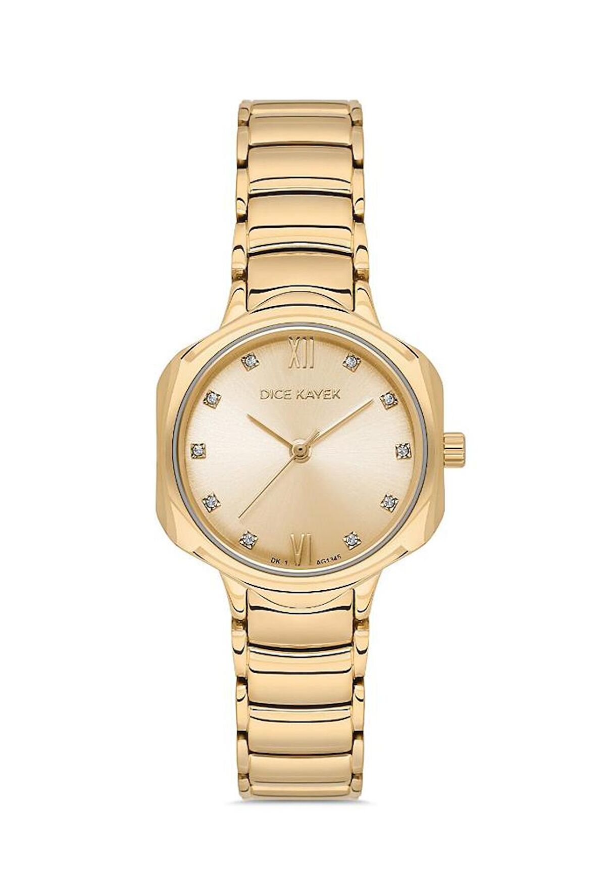 Dice Kayek DK.1.AG1345.08 Swarovski Taşlı Çelik Kordonlu Altın Renk Kadın Kol Saati