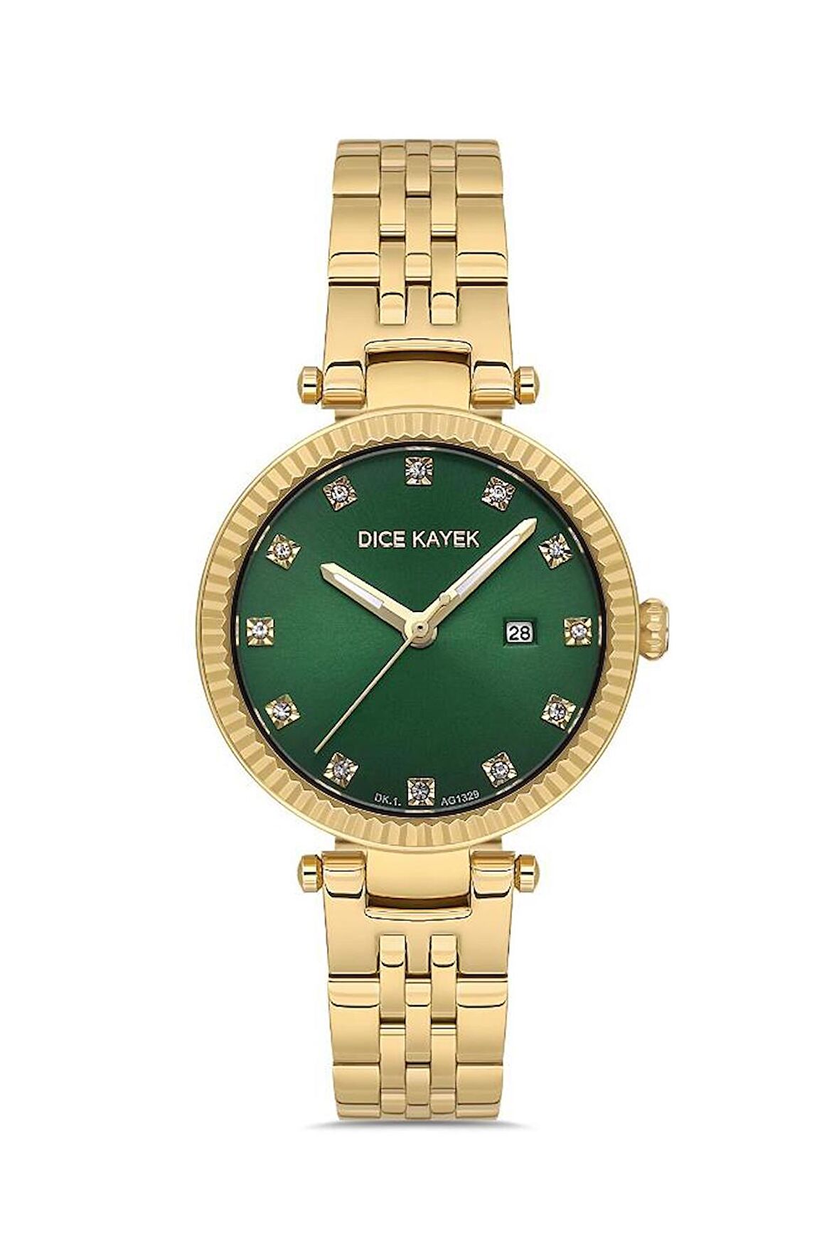 Dice Kayek DK.1.AG1329.10 Swarovski Taşlı Çelik Kordonlu Altın Renk Kadın Kol Saati