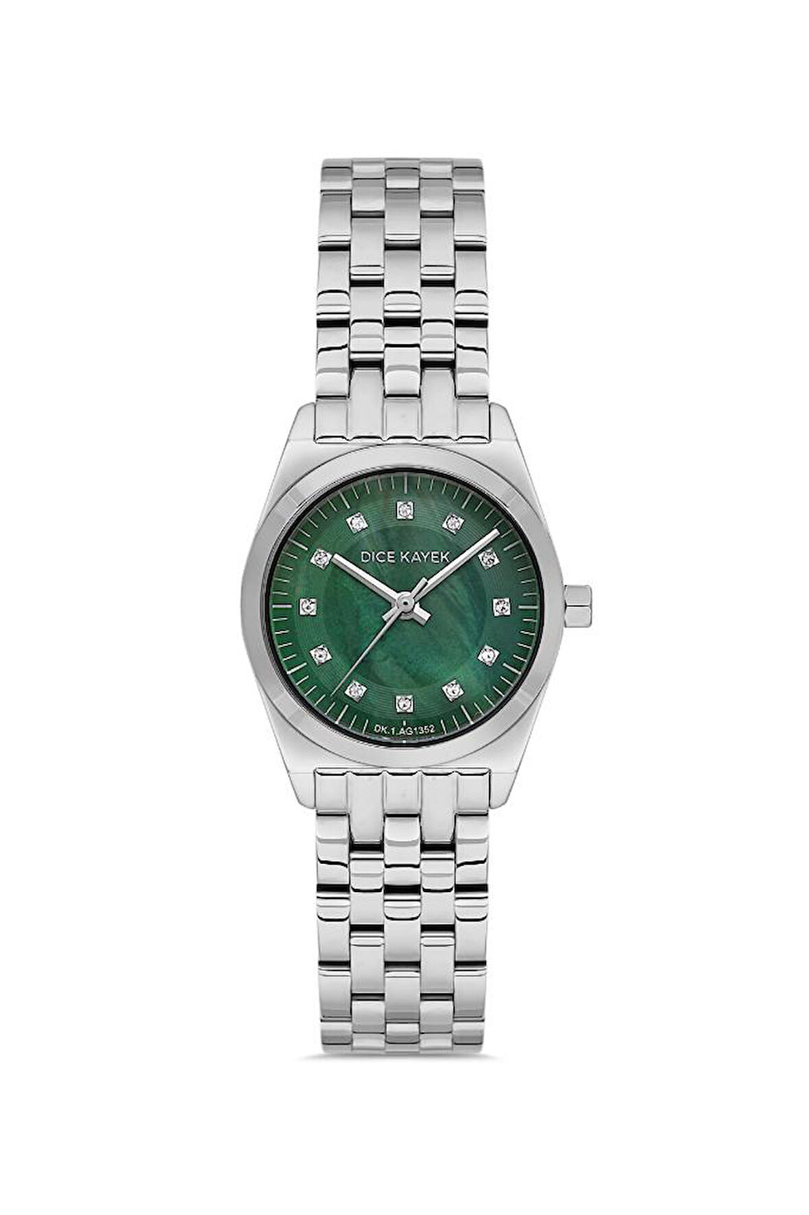 Dice Kayek DK.1.AG1352.02 Taşlı Tasarım 5 ATM Suya Dayanıklı Çelik Kordonlu Metalik Renk Kadın Kol Saati