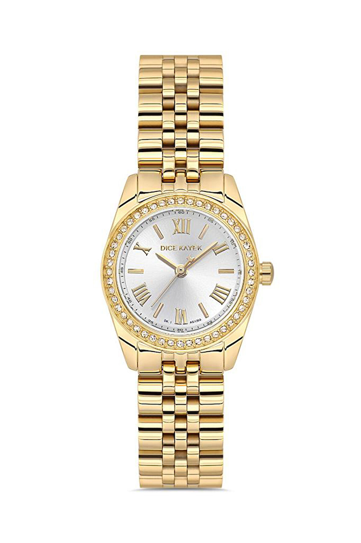 Dice Kayek DK.1.AG1360.07 Taşlı Tasarım 5 ATM Suya Dayanıklı Çelik Kordon Altın Renk Kadın Kol Saati