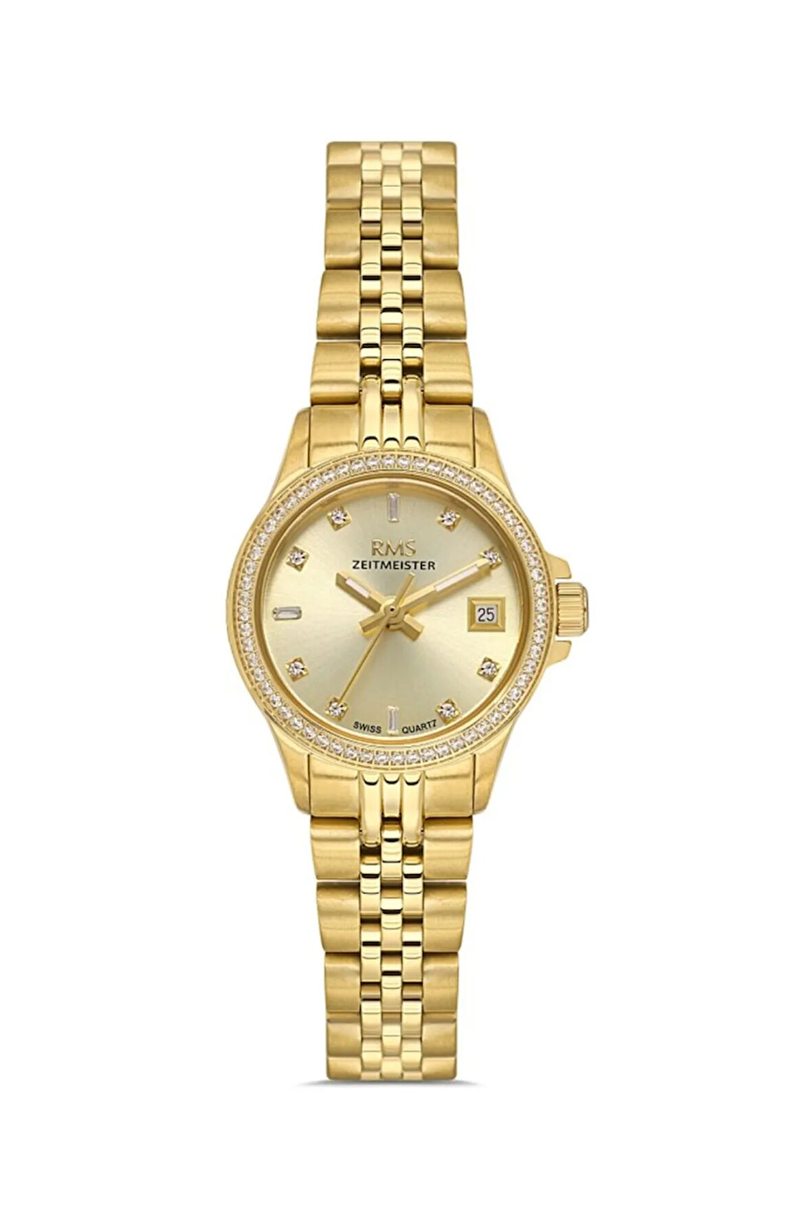 Zeitmeister RMS.1.AG1604.06 Taşlı Tasarım Safir Cam Çelik Kordon Çelik Kasa 5 ATM Suya Dayanıklı