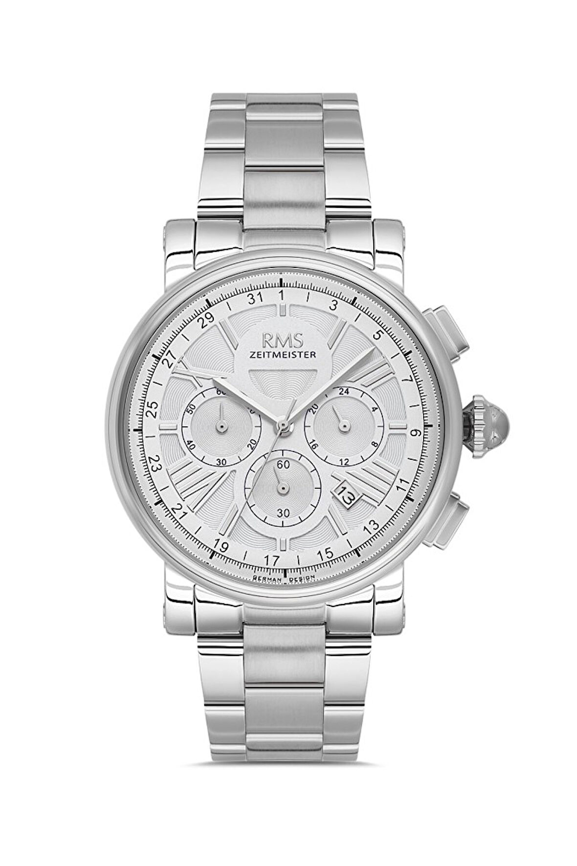 RMS Zeitmeister RMS.1.AG2058.01 Kristal Camlı Çelik Kordon Çelik Kasa 5 ATM Suya Dayanıklı Metalik Renk Erkek Kol Saati