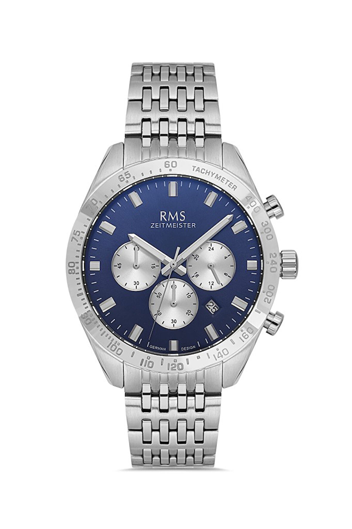 Rms Zeitmeister RMS.1.AG2053.03 Tüm Fonksiyonlar Aktif Kristal Camlı Çelik Kordon Çelik Kasa 5 ATM Suya Dayanıklı Metalik Renk Erkek Kol Saati