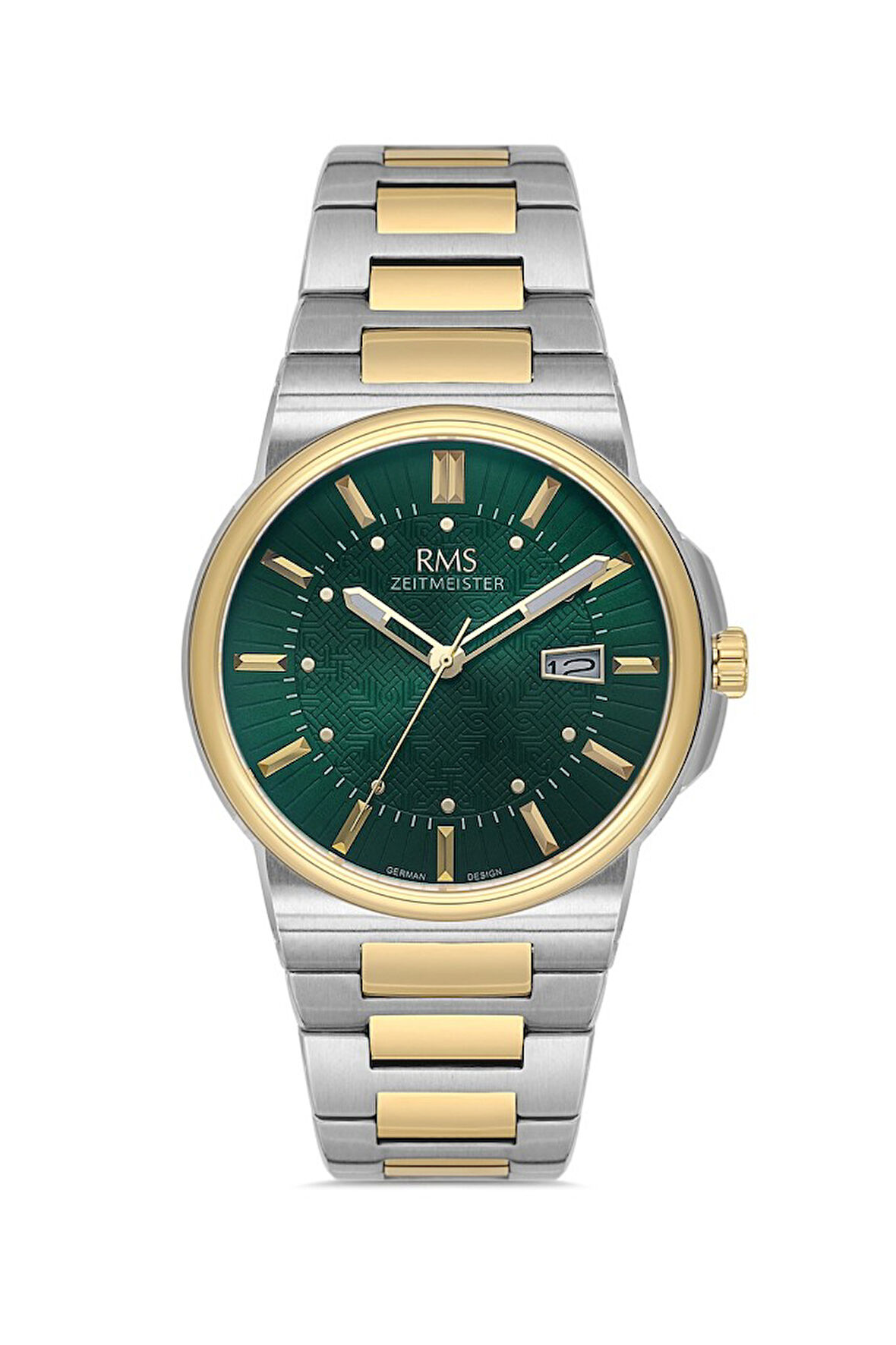 RMS Zeitmeister RMS.1.AG1638.08 Kristal Camlı Çelik Kordon Çelik Kasa 5 ATM Suya Dayanıklı Metalik-Altın Renk Erkek Kol Saati