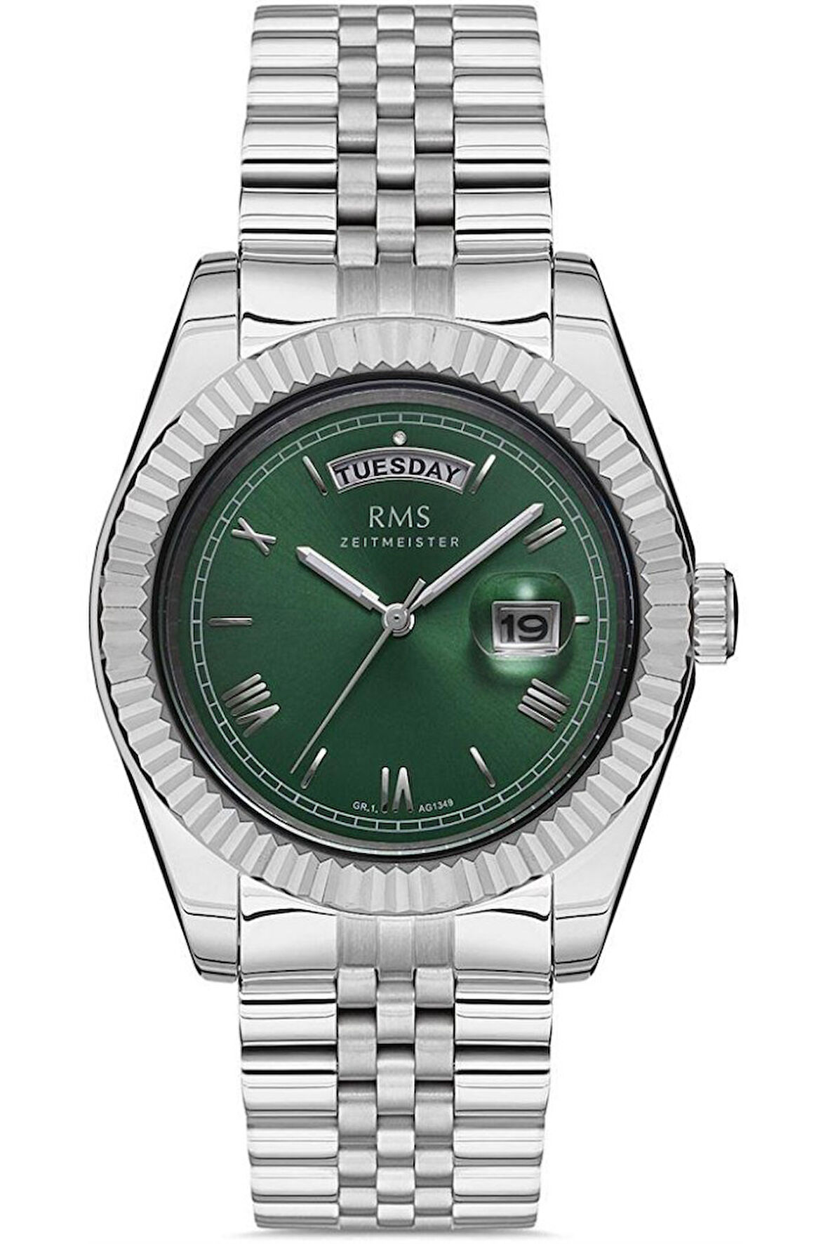 RMS Zeitmeister RMS.1.AG1349.06 Kristal Camlı Çelik Kordon Çelik Kasa 5 ATM Suya Dayanıklı Metalik Renk Erkek Kol Saati