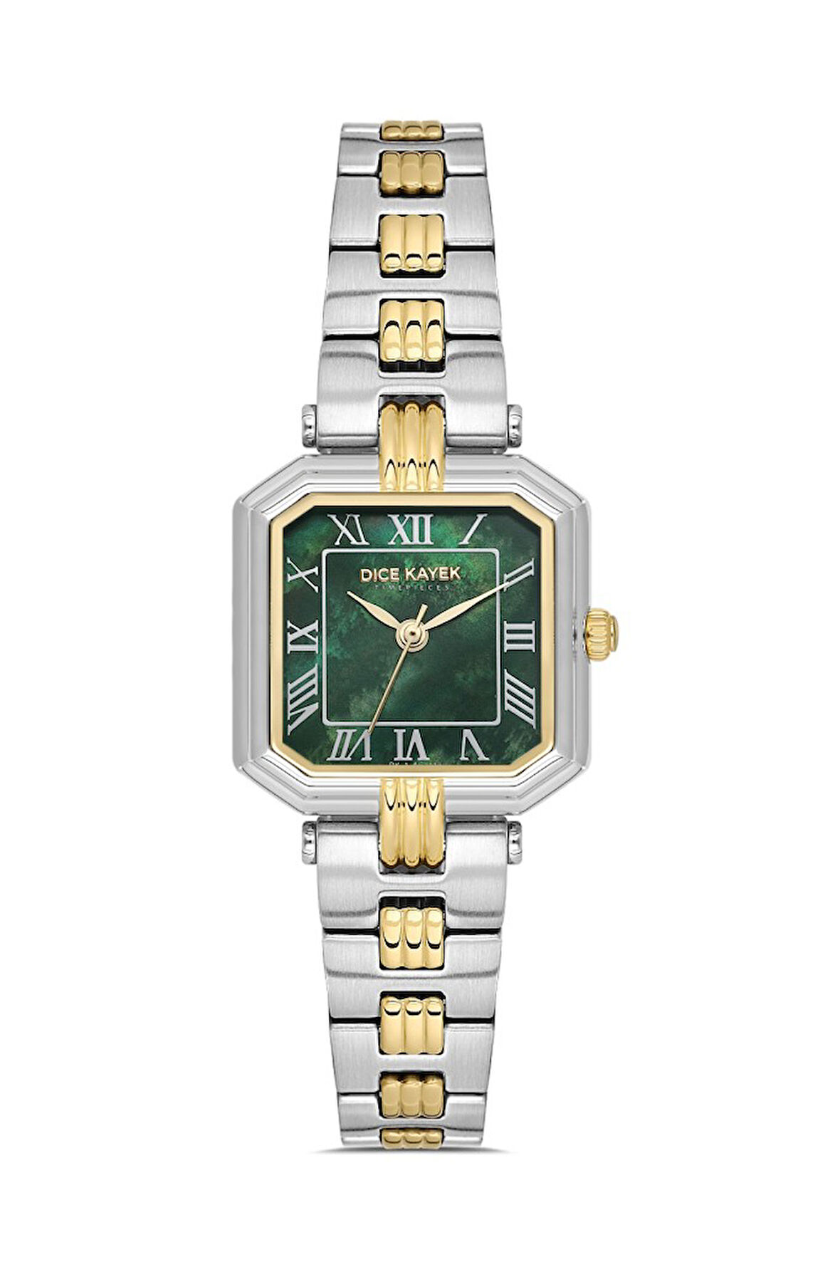 Dice Kayek DK.1.AG1412.05 Kare Kadran Çelik Kordon Çelik Kasa 3 ATM Suya Dayanıklı Metalik-Altın Renk Kadın Kol Saati
