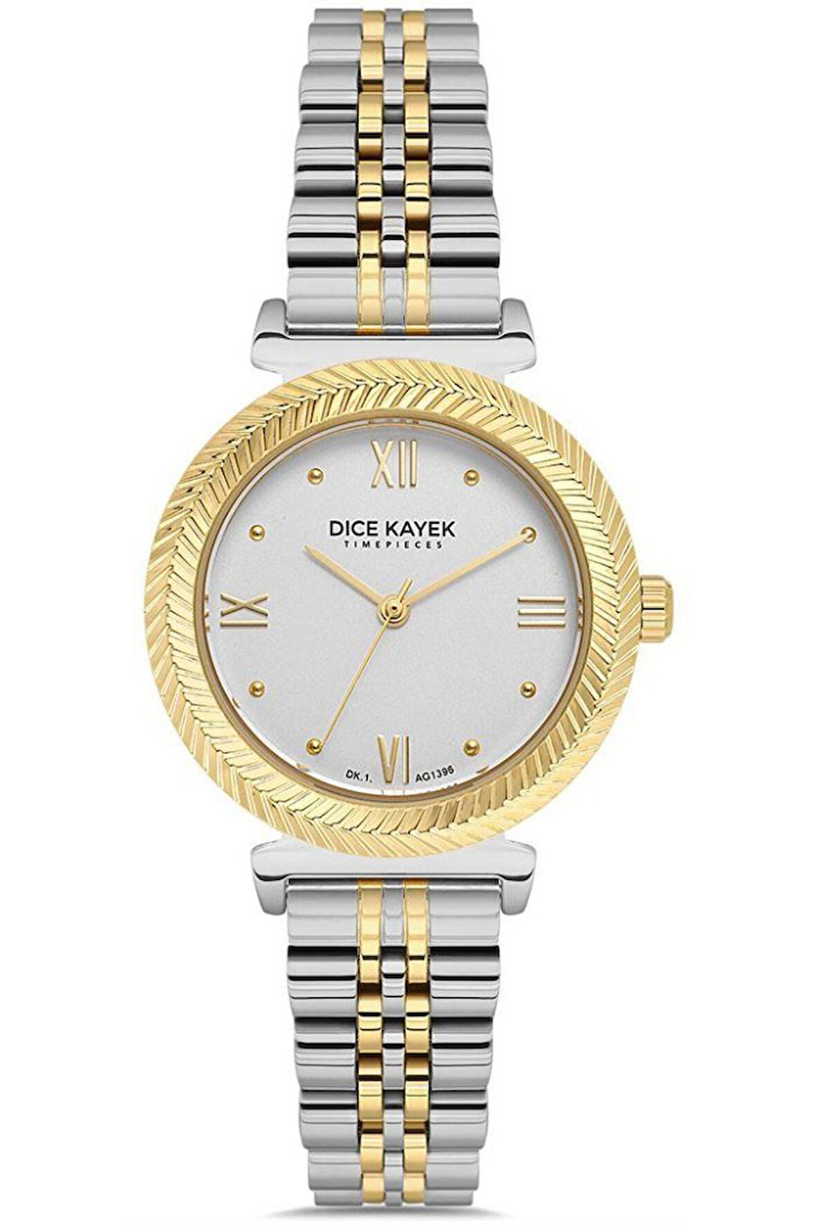 Dice Kayek DK.1.AG1396.03 Tasarım Kadranlı Çelik Kordon Çelik Kasa 5 ATM Suya Dayanıklı Metalik-Altın Renk Kadın Kol Saati