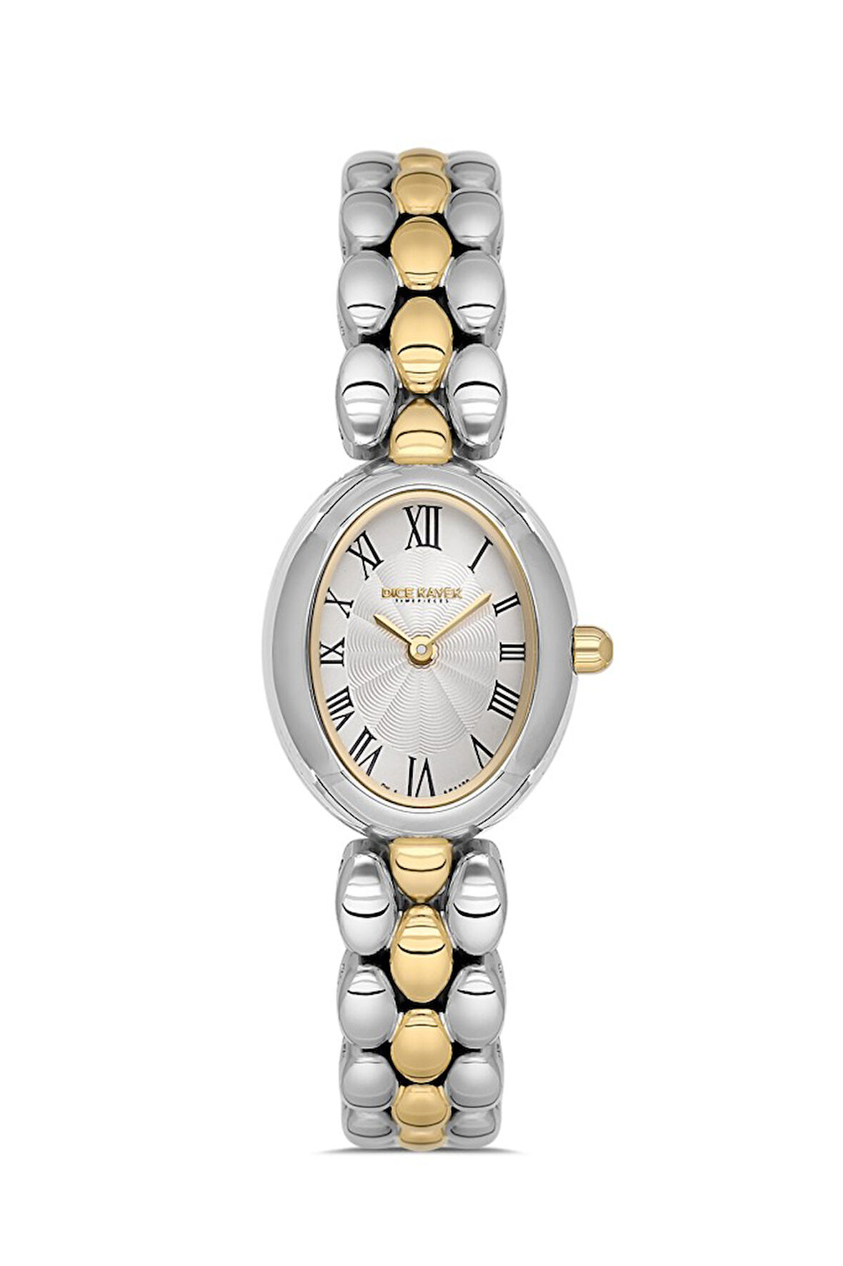 Dice Kayek DK.1.AG1422.02 Romen Rakamlı Oval Kadranlı Çelik Kordon Çelik Kasa 3 ATM Suya Dayanıklı Metalik-Altın Renk Kadın Kol Saati