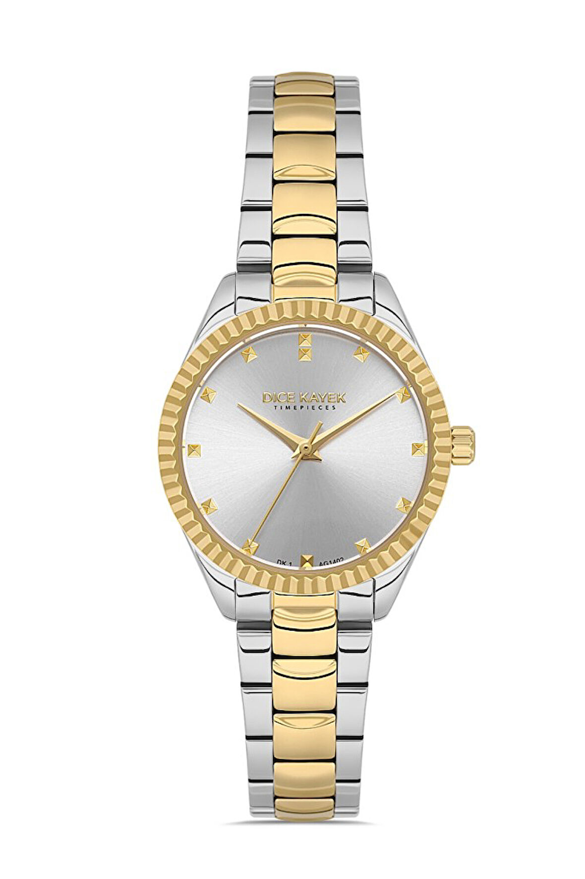 Dice Kayek DK.1.AG1402.03 Çelik Kordon Çelik Kasa 5 ATM Suya Dayanıklı Metalik-Altın Renk Kadın Kol Saati