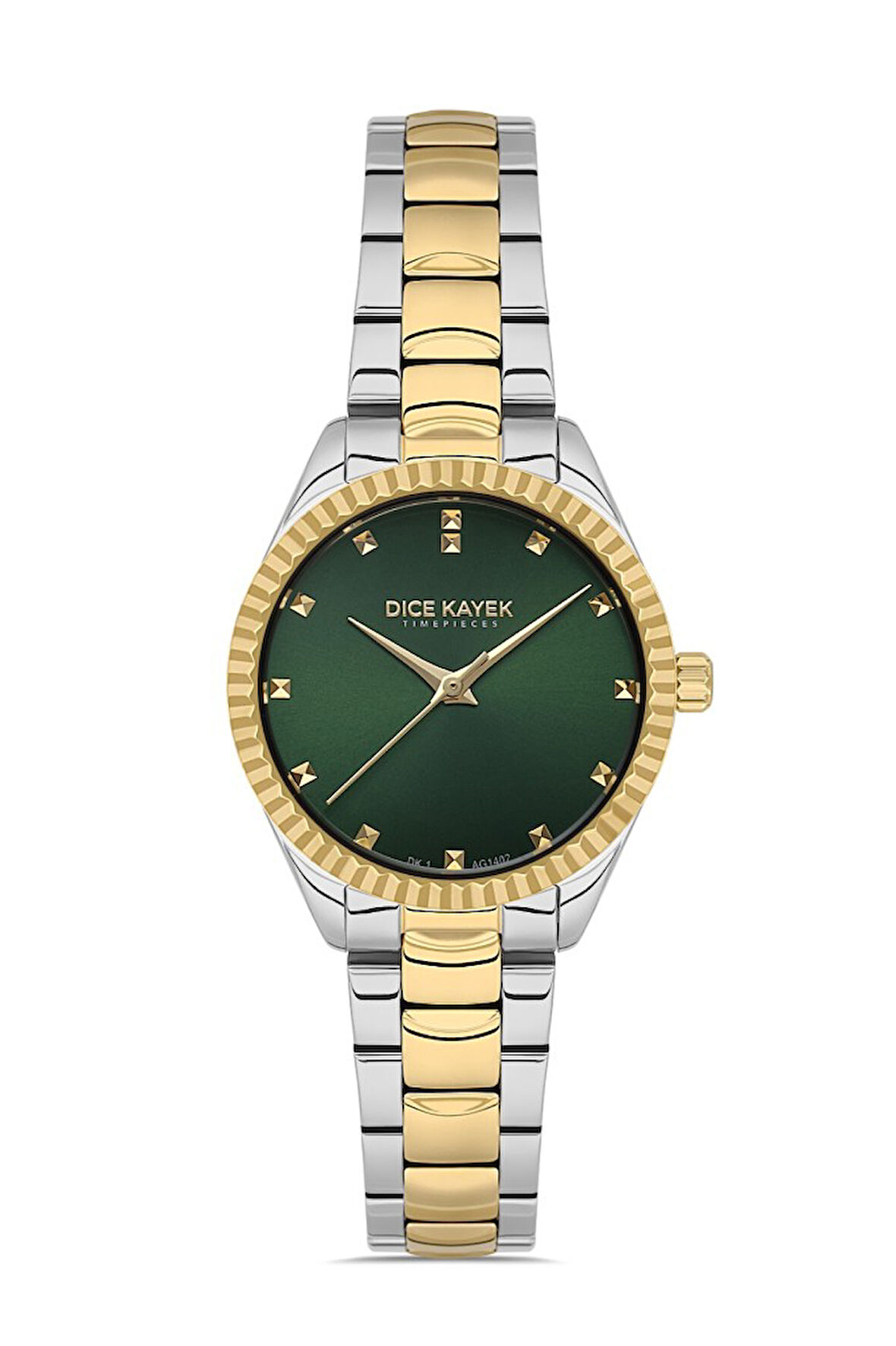 Dice Kayek DK.1.AG1402.04 Çelik Kordon Çelik Kasa 5 ATM Suya Dayanıklı Metalik-Altın Renk Kadın Kol Saati
