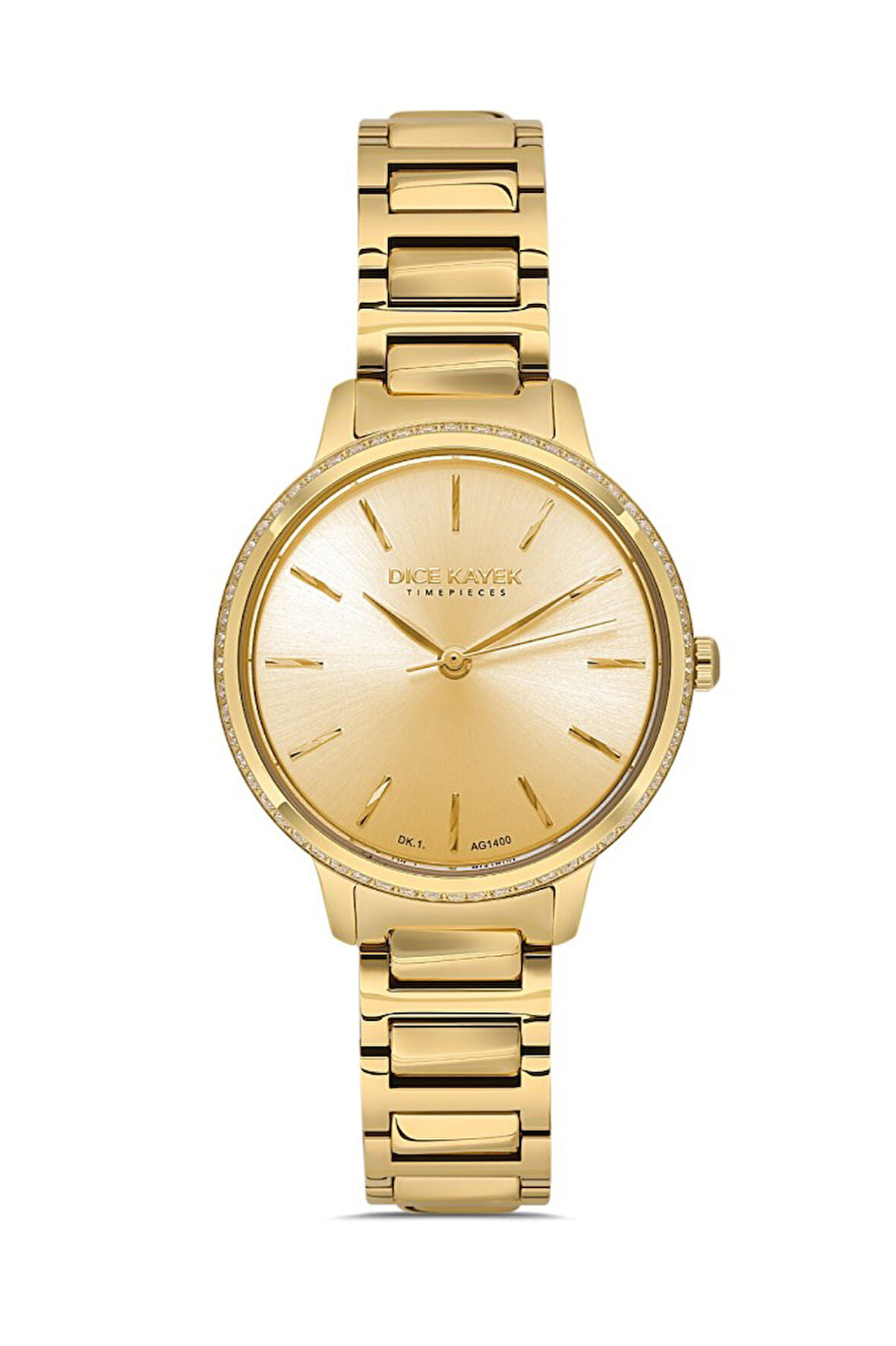 Dice Kayek DK.1.AG1400.05 Çelik Kasa Çelik Kordon 5 Atm Suya Dayanıklı Altın Renk Kadın Kol Saati