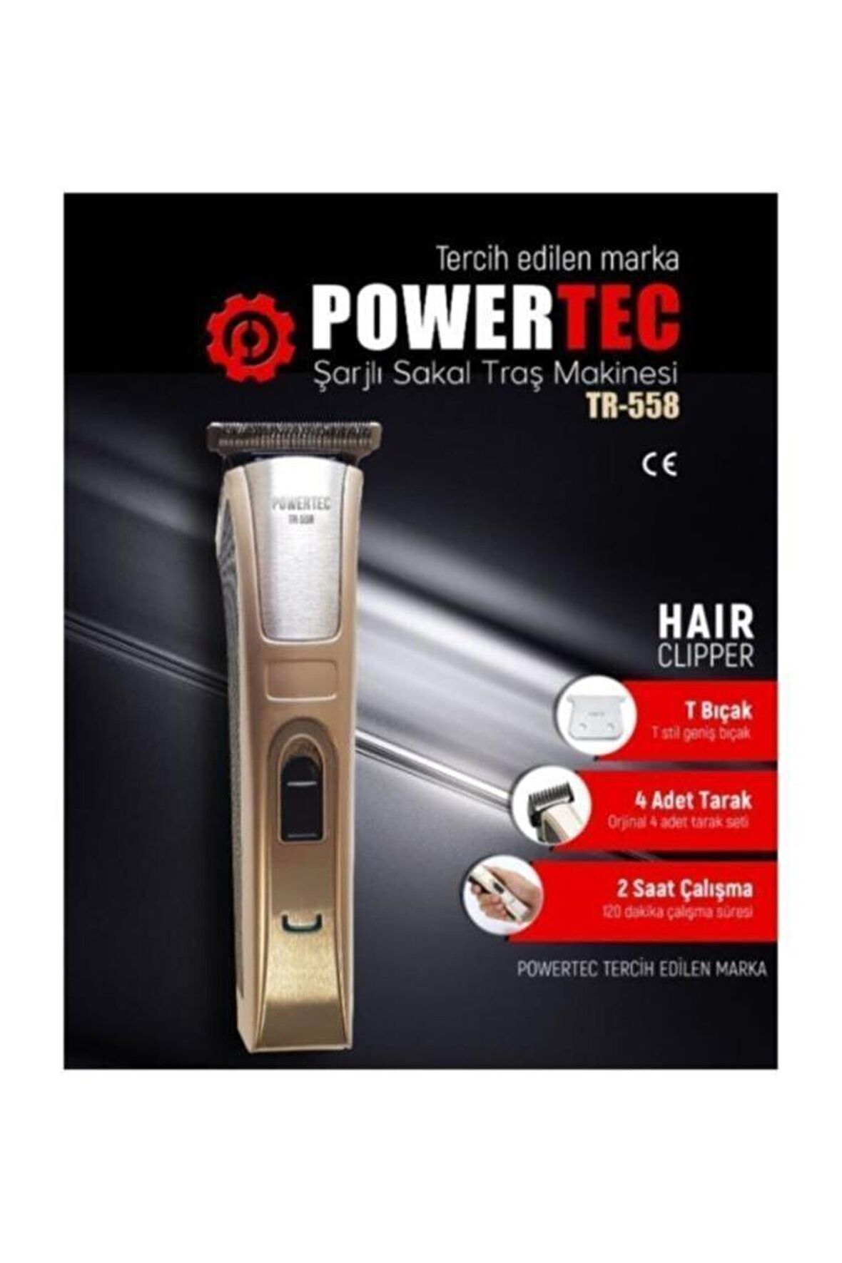 Powertec TR-558 4 Başlıklı Kablosuz Kuru Sakal Kesme Makinesi 
