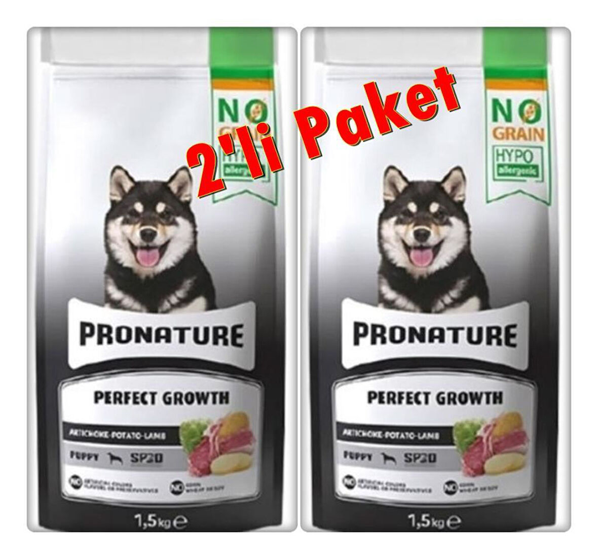 Pronature Perfect Growth Tahılsız Kuzu Etli Patatesli ve Enginarlı Yavru Köpek Maması 2x1,5 Kg