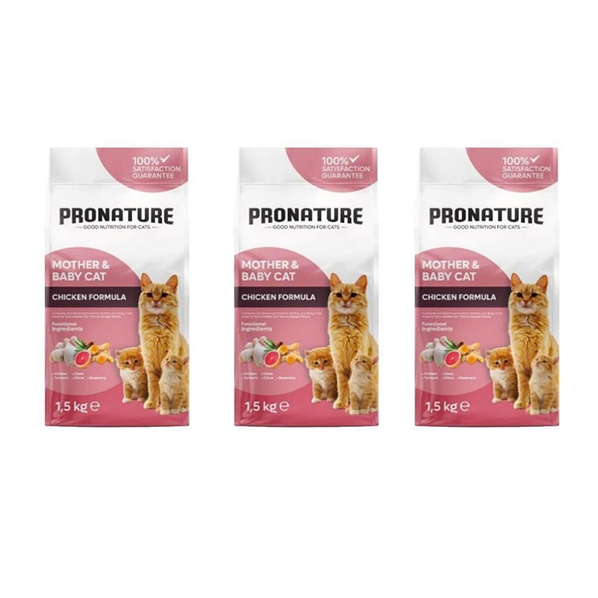 Pronature Mother & Baby Tavuk Etli Kuru Kedi Maması 1,5 Kg*3 Adet