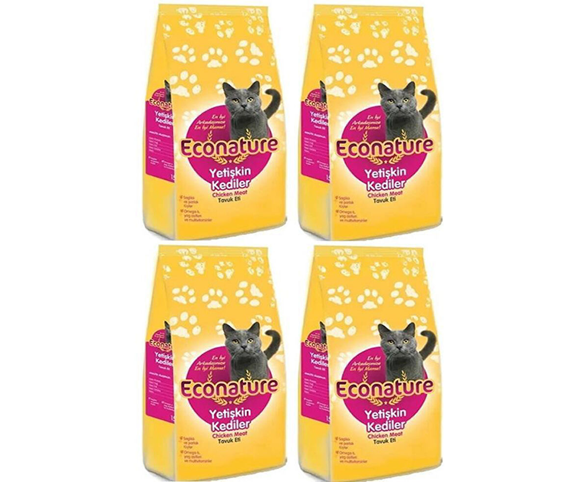 Econature Tavuklu Yetişkin Kedi Maması 1 Kg*4 Adet