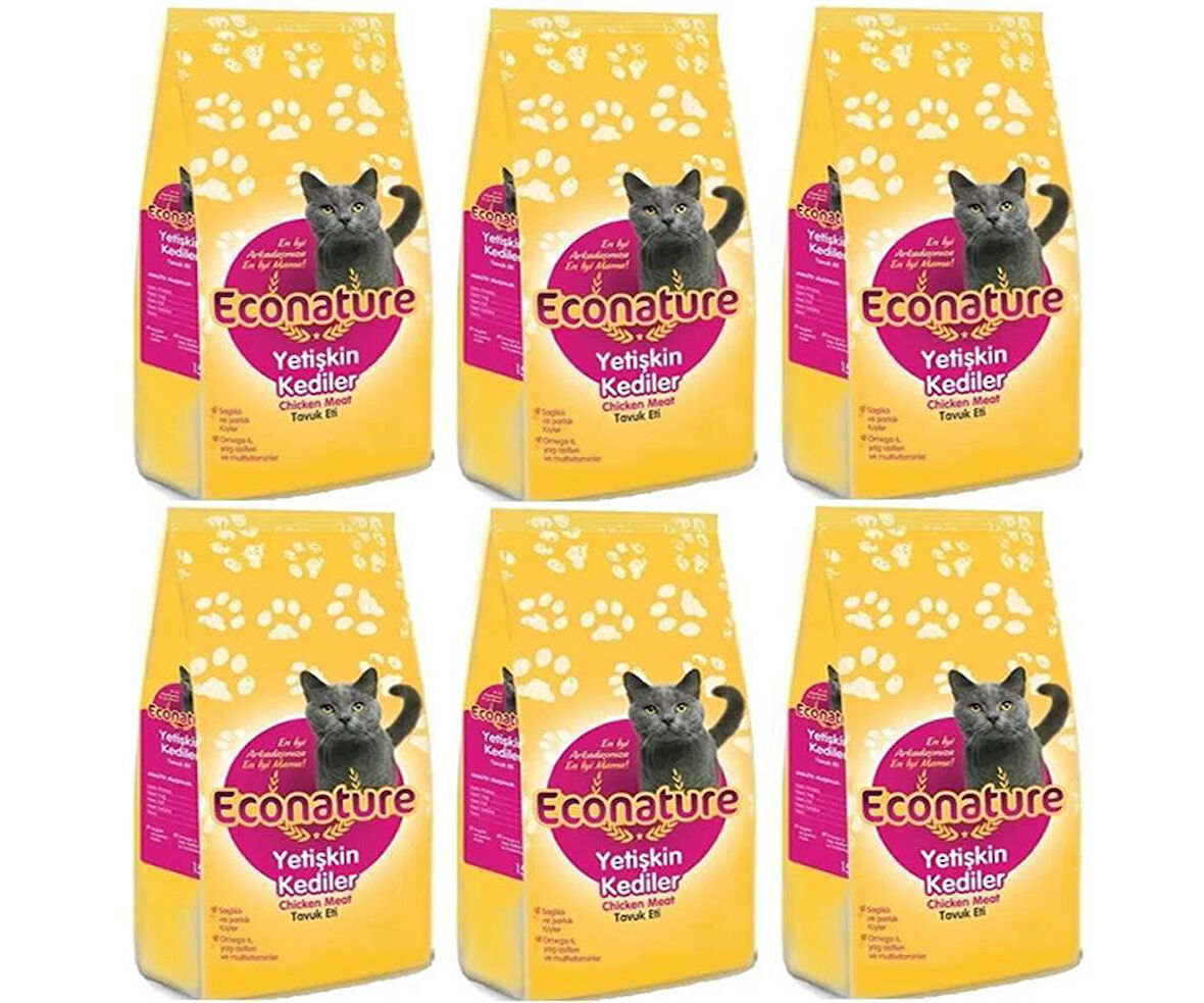 Econature Tavuklu Yetişkin Kedi Maması 1 Kg*6 Adet