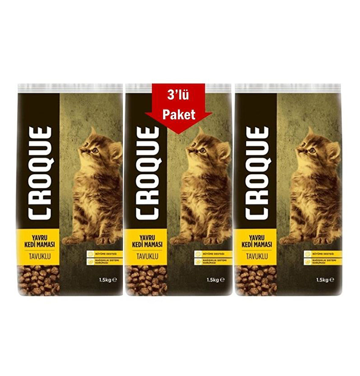 Croque Tavuklu Yavru Kedi Maması 1,5 Kg * 3 Adet