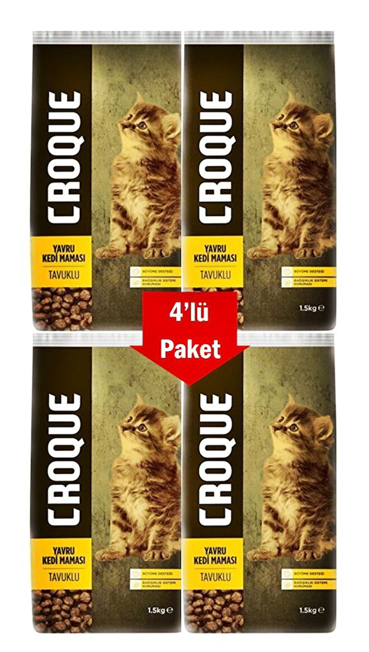 Croque Tavuklu Yavru Kedi Maması 1,5 Kg * 4Adet