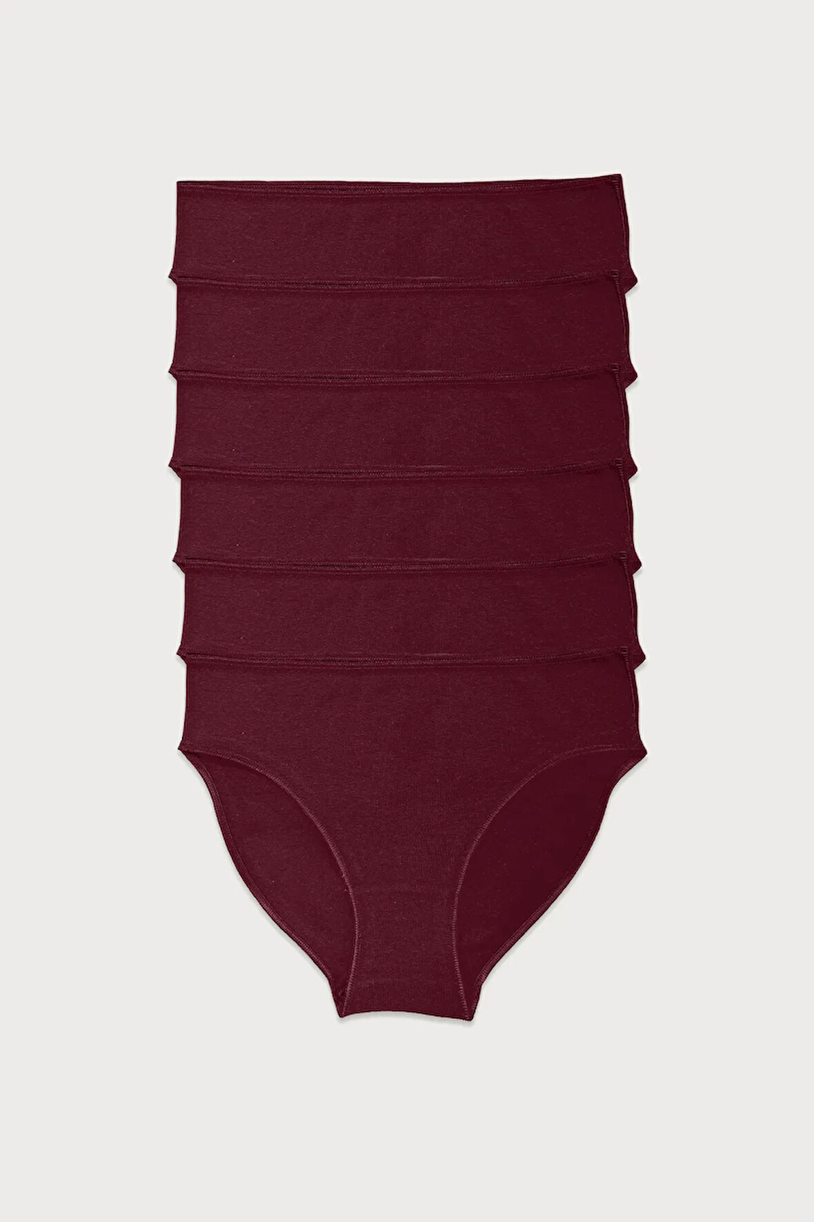 Kadın Ten Ekru Bordo 6 Lı Paket Modal Dar Kalıp Ara Bel Slip Külot 187