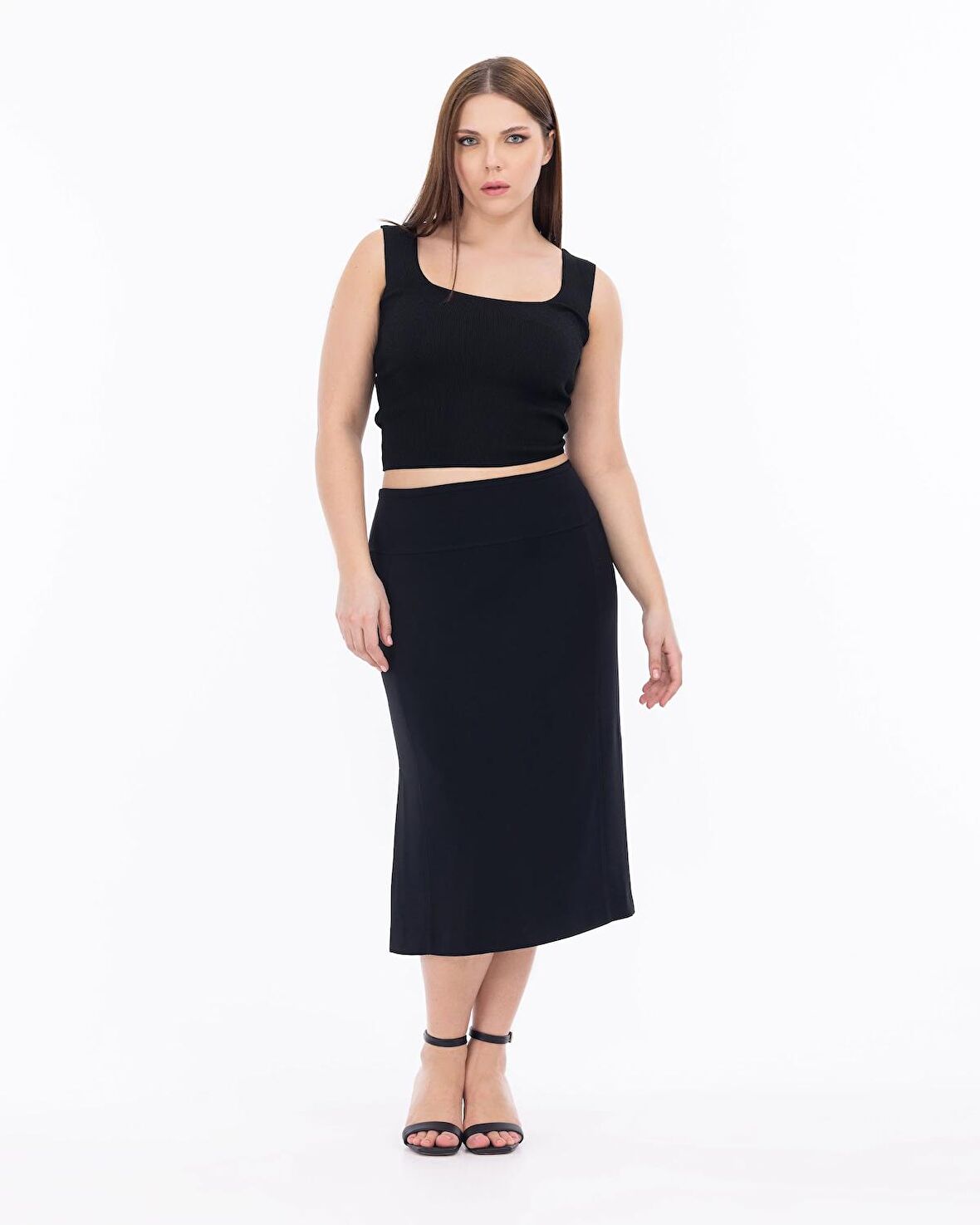 Gala-xi Büyük Beden Siyah Kadın Etek 23112001019