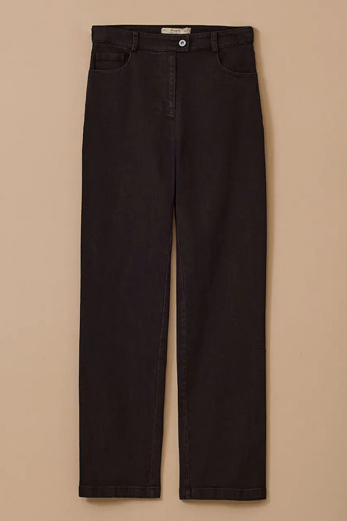 Kadın Düğmeli Cepli Jean Pantolon - Siyah | 42