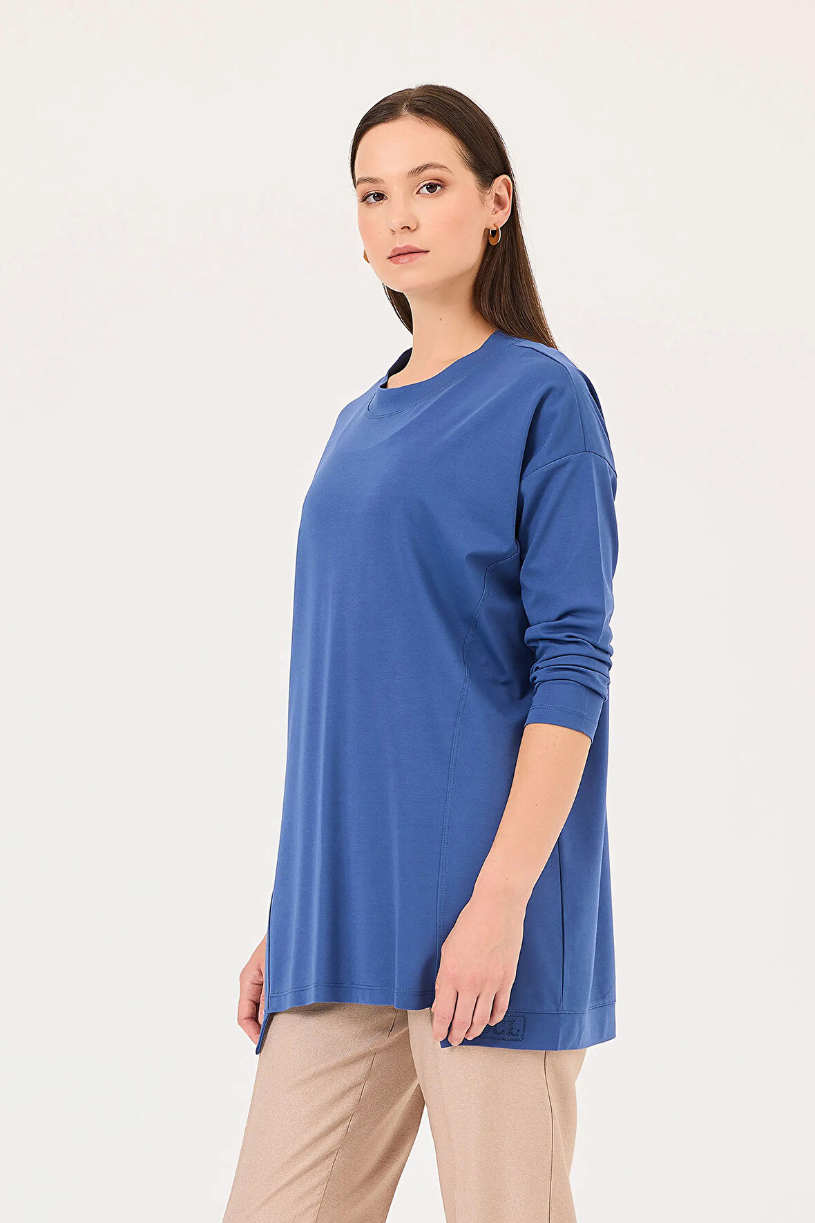 Seçil Kadın Örme Kumaş Basic Tunik 1015 Indigo