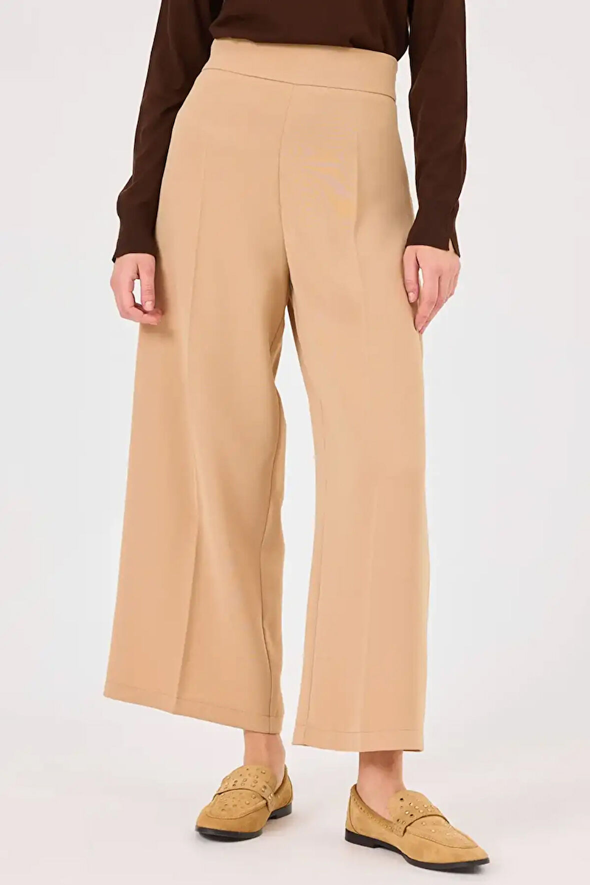 Kadın Geniş Paçalı Pantolon - Camel | 38