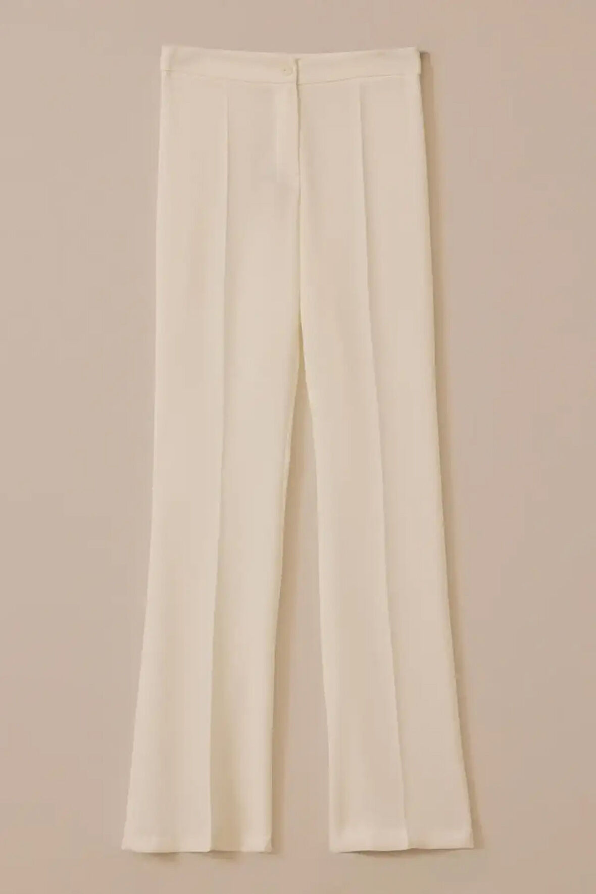 Kadın Yüksek Bel Krep Kumaş İspanyol Paça Pantolon - Ekru  | 38