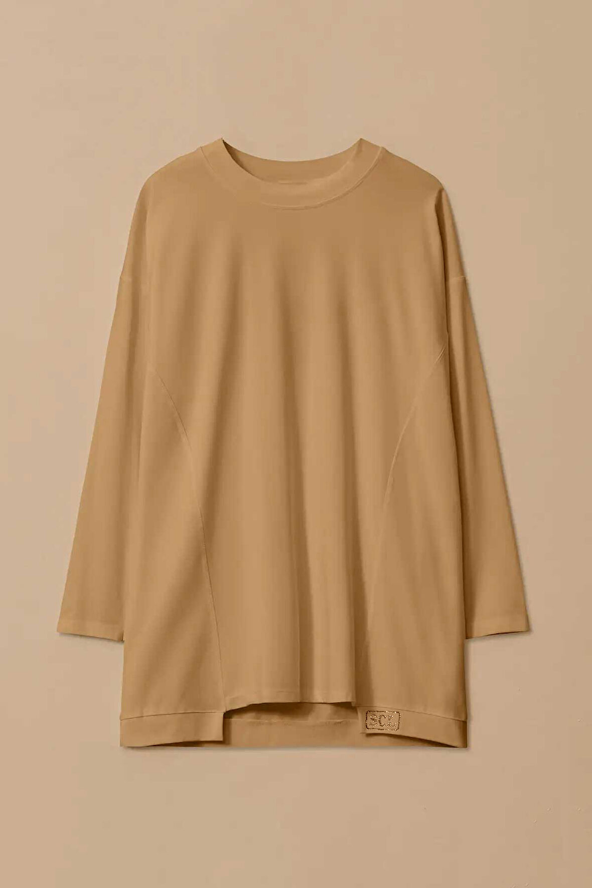 Kadın Yuvarlak Yaka Basic Tunik - Bej  | M
