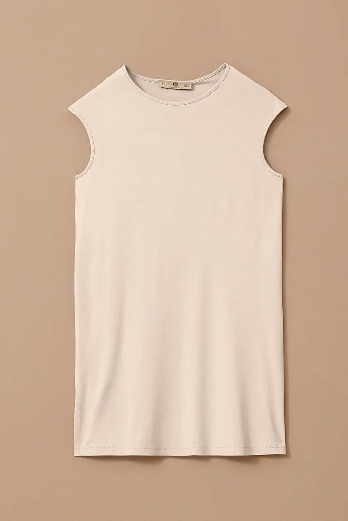 Kadın Kolsuz Basic T-Shirt - Ekru | S