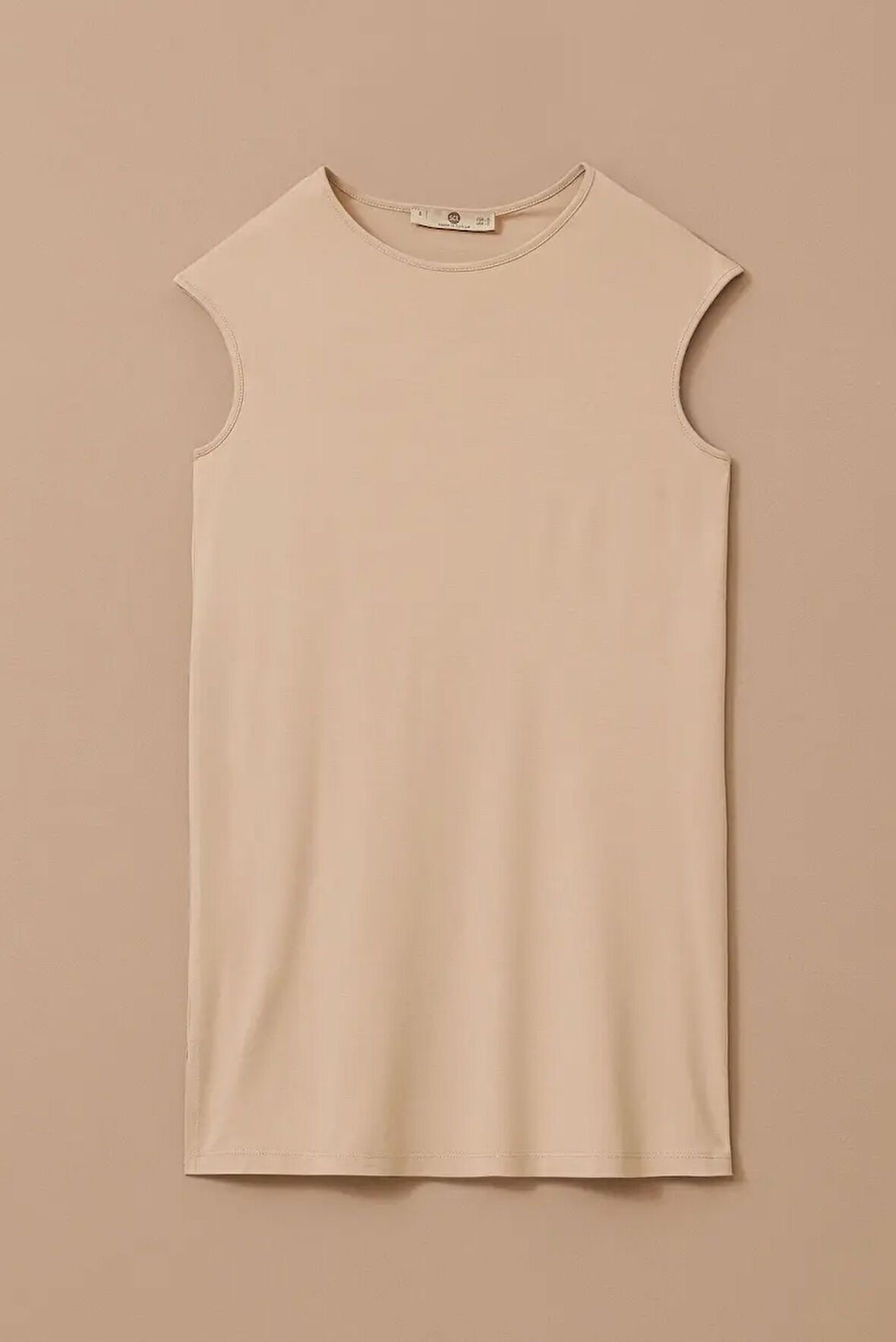 Kadın Kolsuz Basic T-Shirt - Bej | M