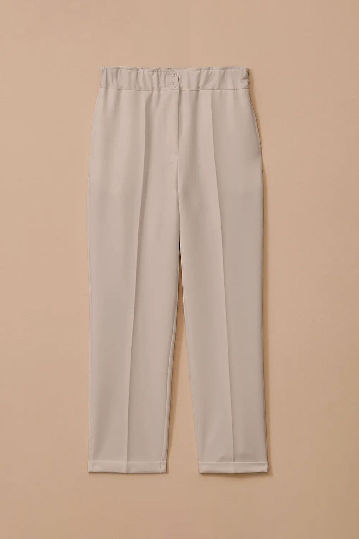 Kadın Beli Büzgülü Havuç Kesim Pantolon - Gri | 40