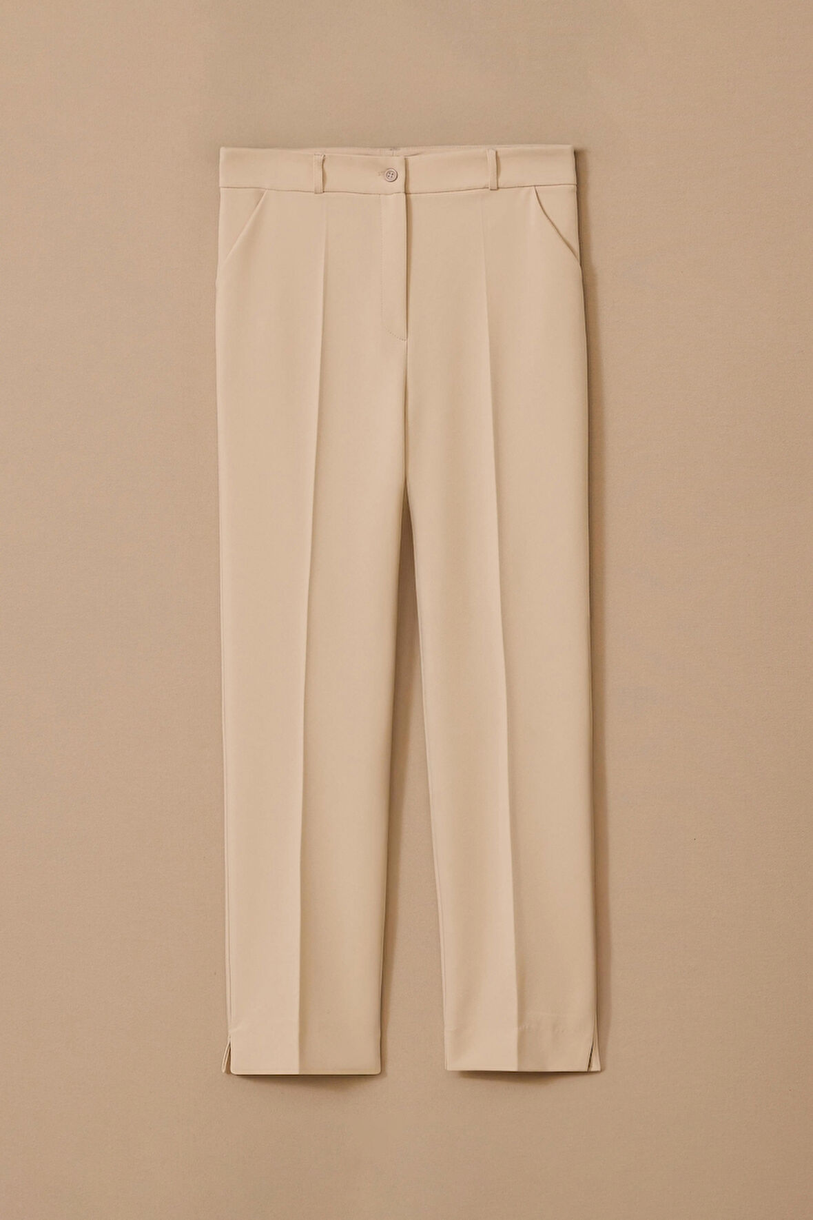 Kadın Düğmeli Yırtmaç Detaylı Pantolon - Bej | 44