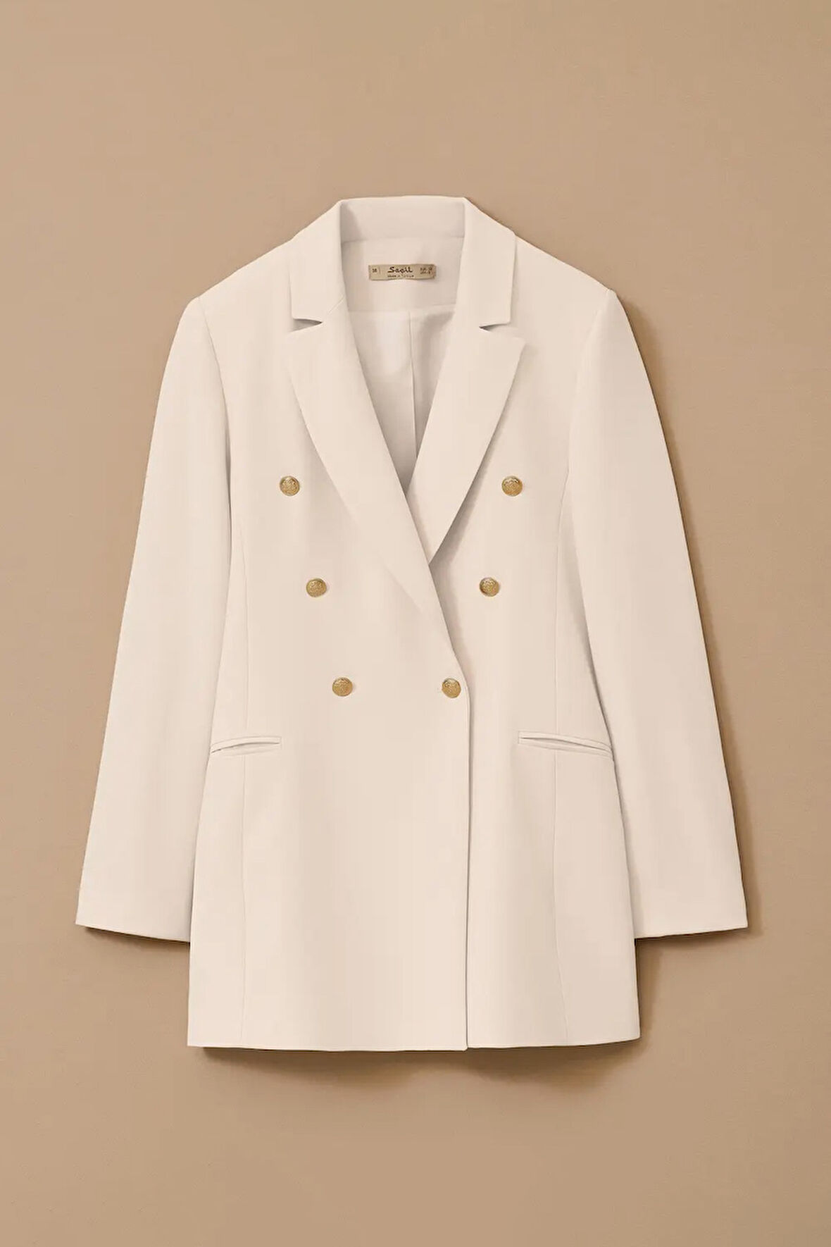 Kadın Düğmeli Klasik Kesim Blazer Ceket - Beyaz | 40