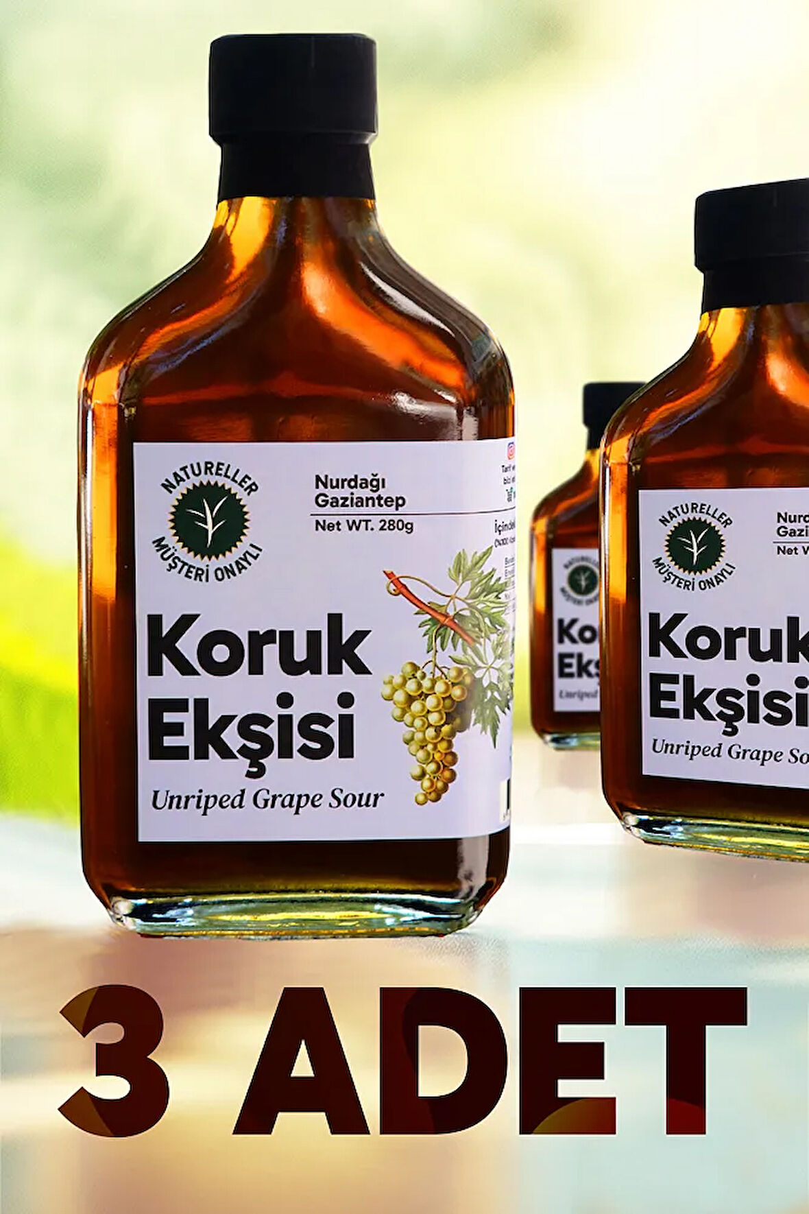 Koruk Ekşisi Tatlı Ekşi %100 Saf (Gaziantep) 280 gr - 3 Adet